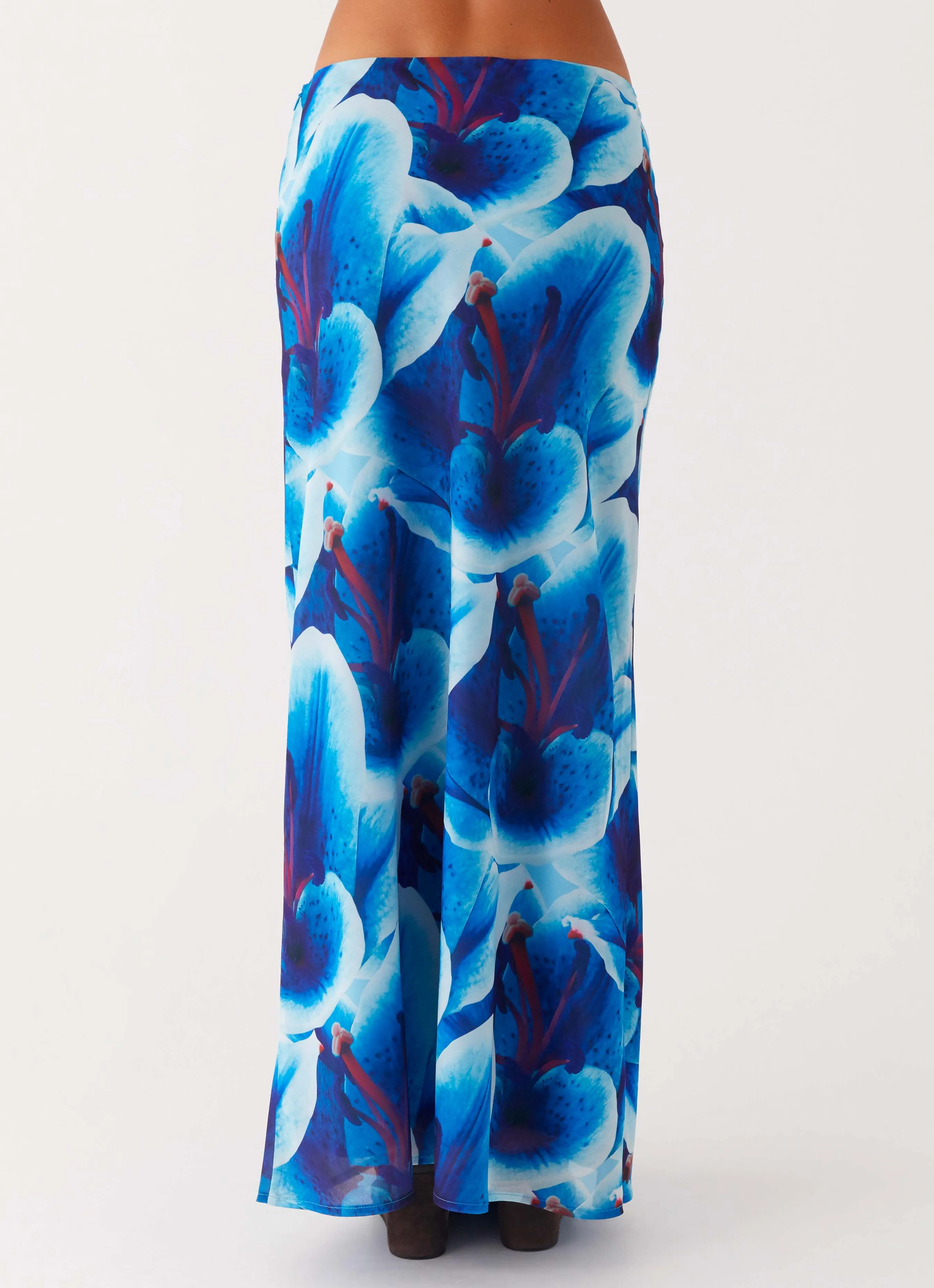 Another Life Chiffon Maxi Skirt - Turquoise Floral Sleek Appeal