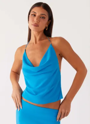 Non Restrictive Fit Another Life Halter Top - Turquoise