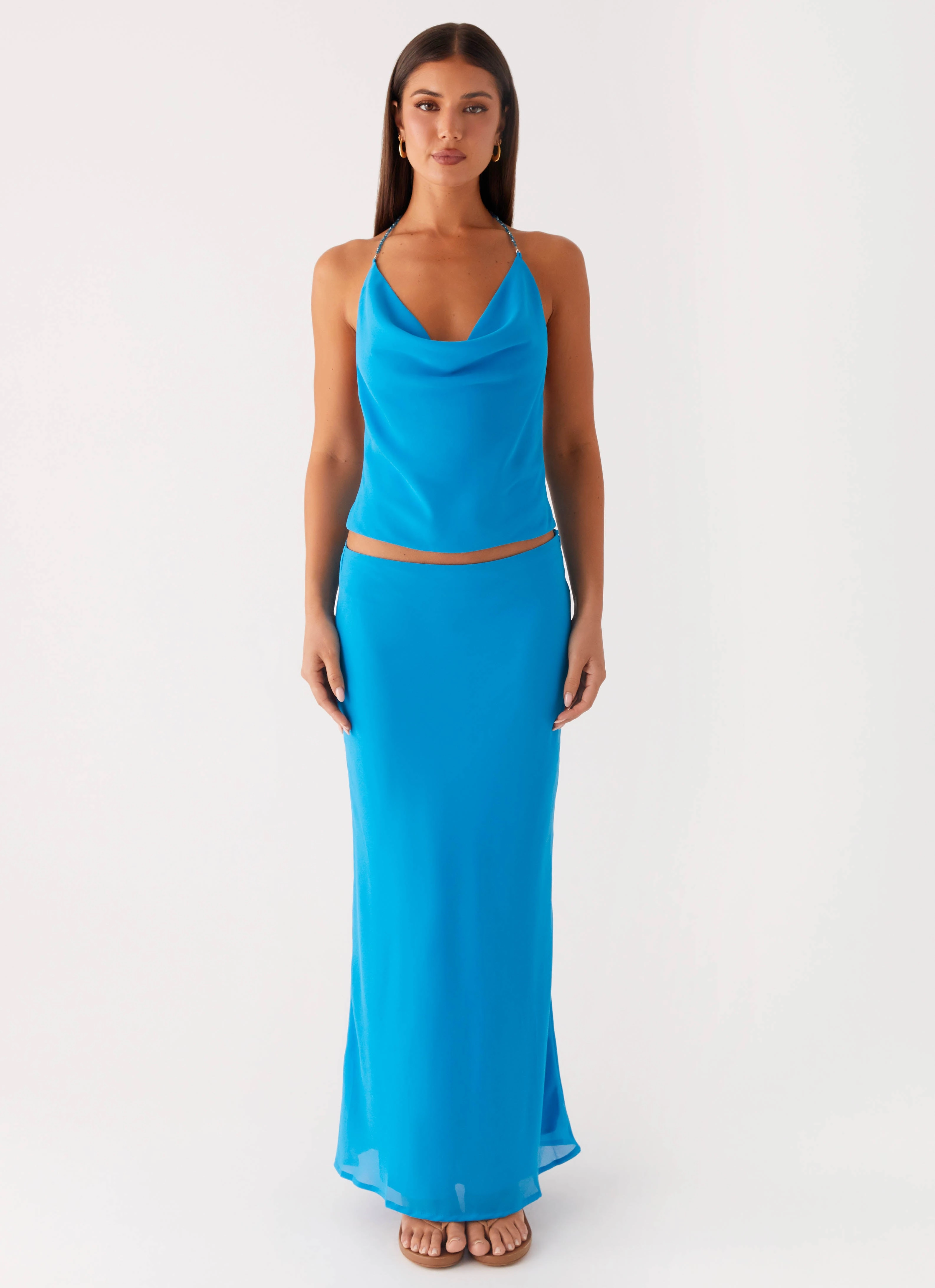 Hypoallergenic Textile Another Life Halter Top - Turquoise