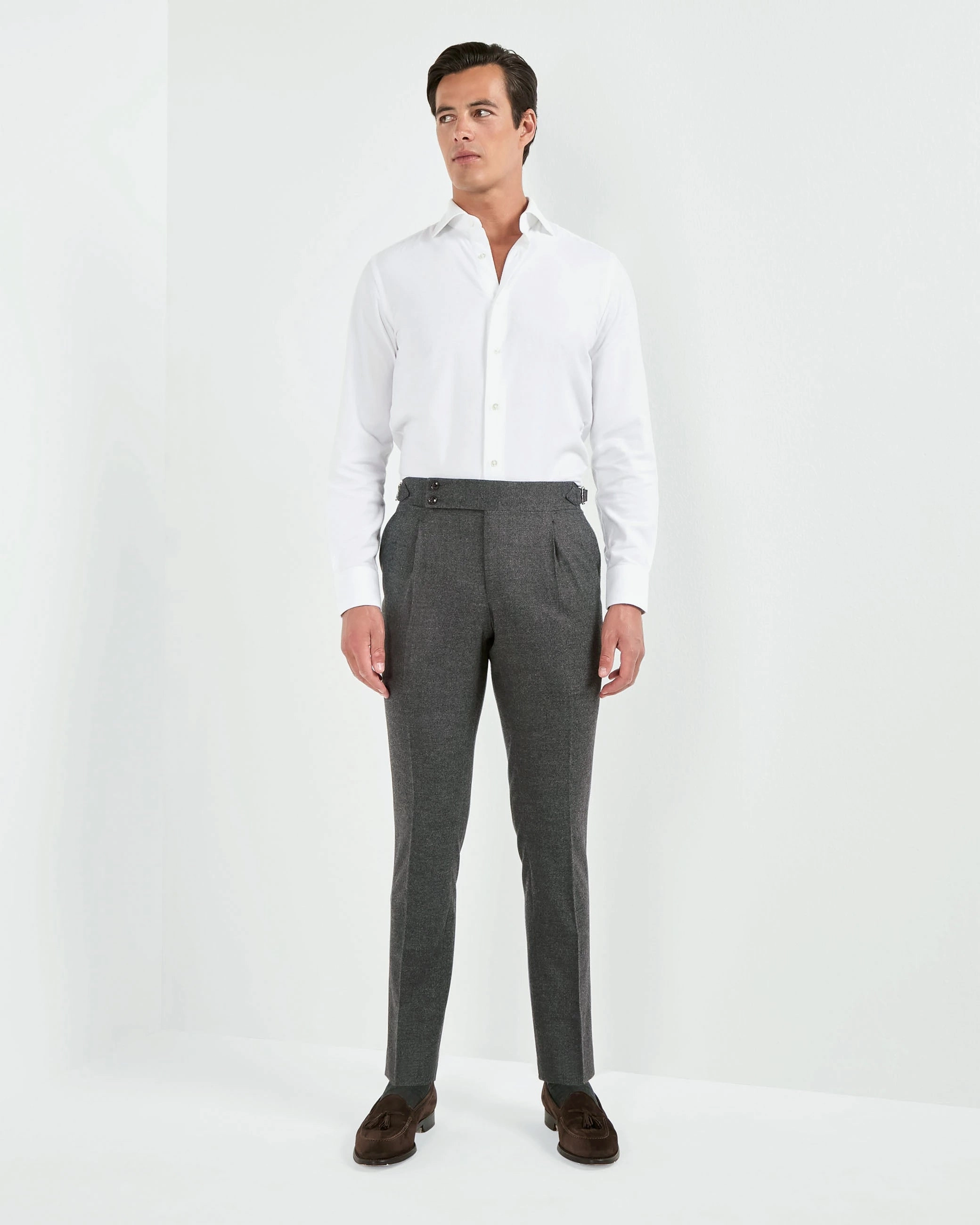 Anthracite flannel Soragna trousers - Made in Italy