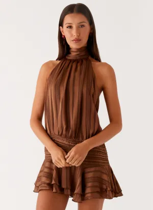 Willow Chiffon Mini Dress - Chocolate Spring Collection