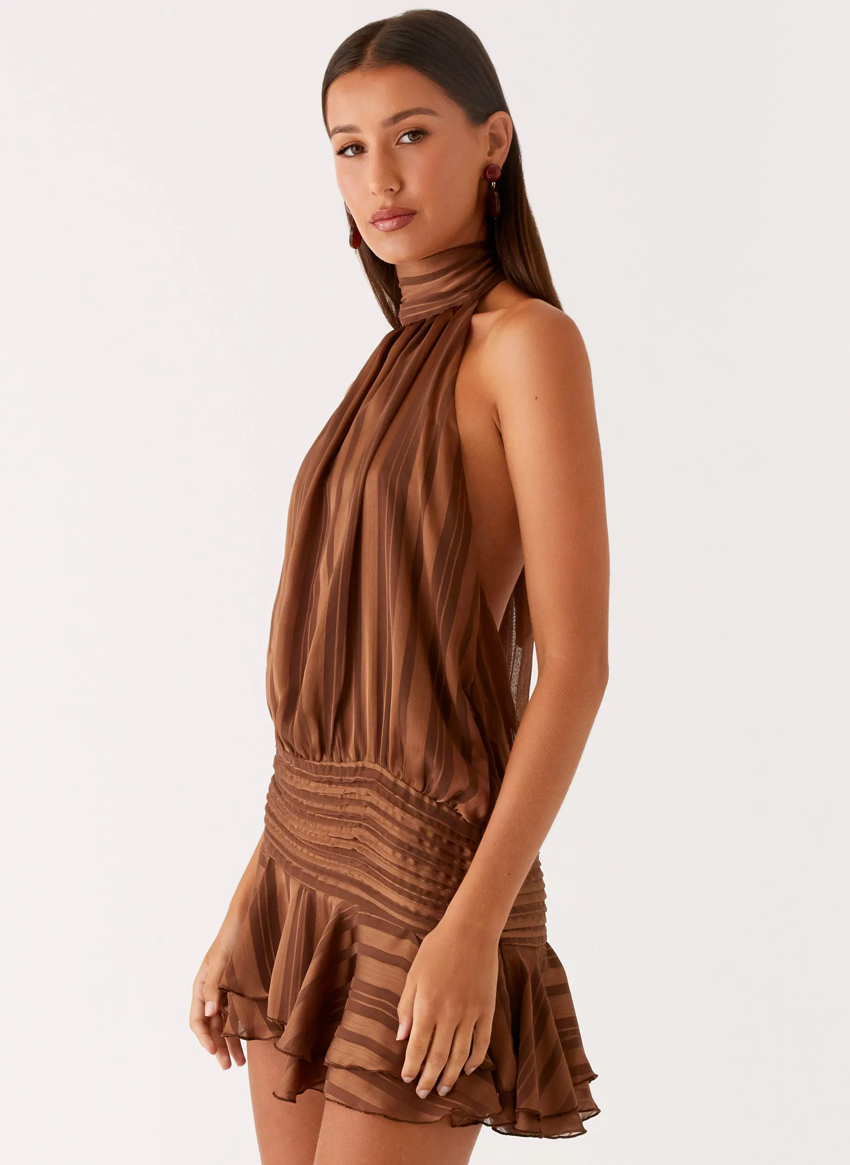 Mix-And-Match Willow Chiffon Mini Dress - Chocolate