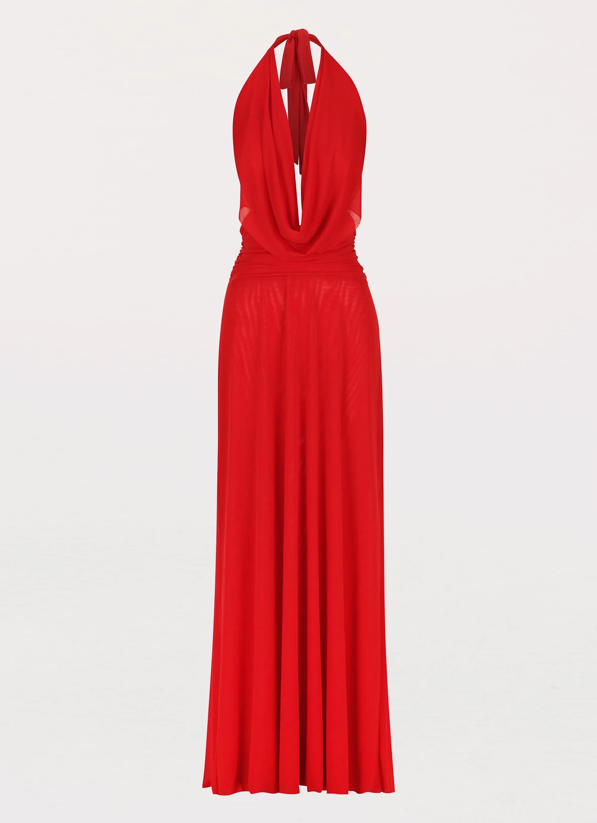 First Date All-Weather Ready Elysia Mesh Maxi Dress - Cherry Red