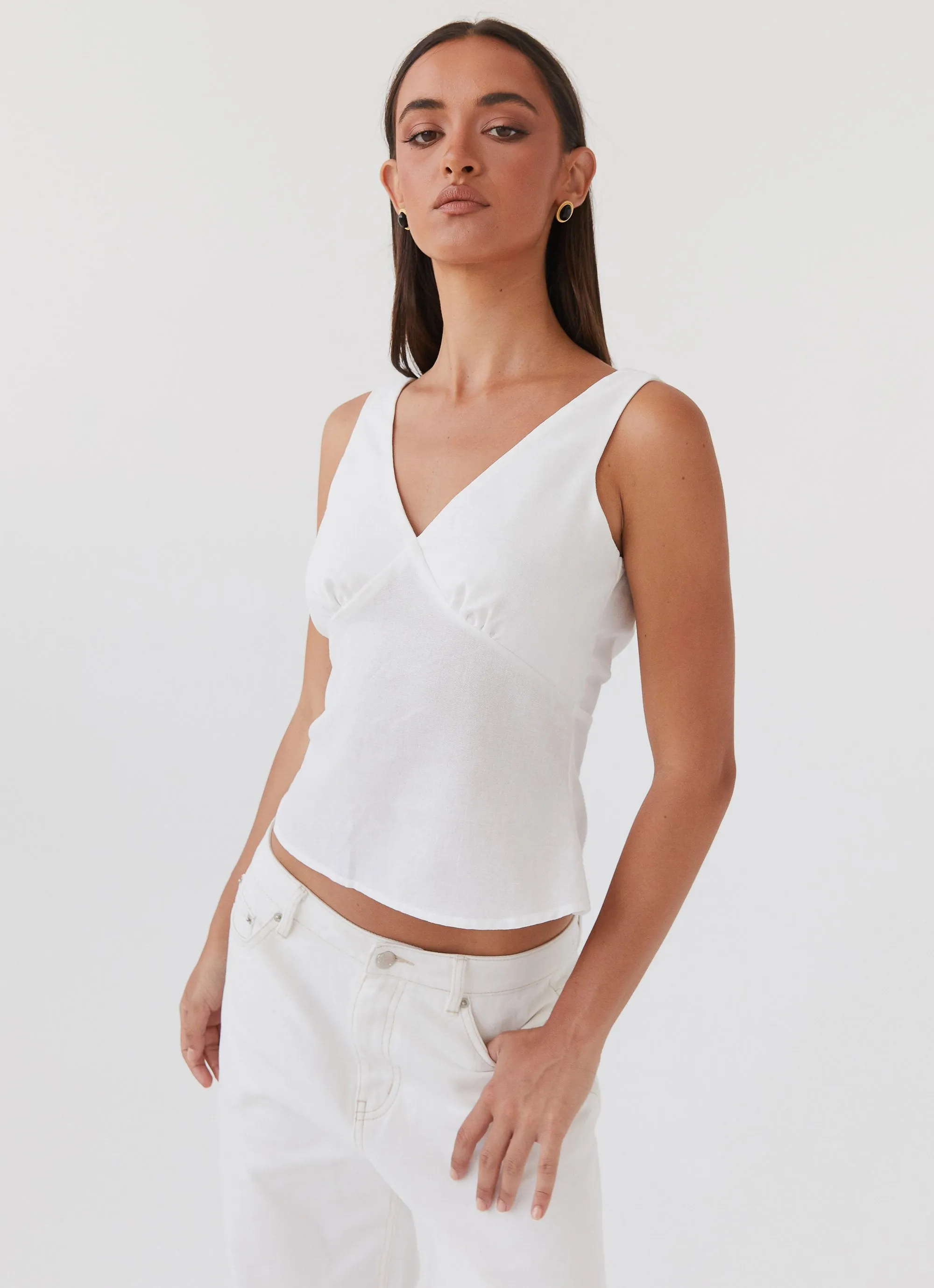 Nori Linen Top - White Anti Pill Surface