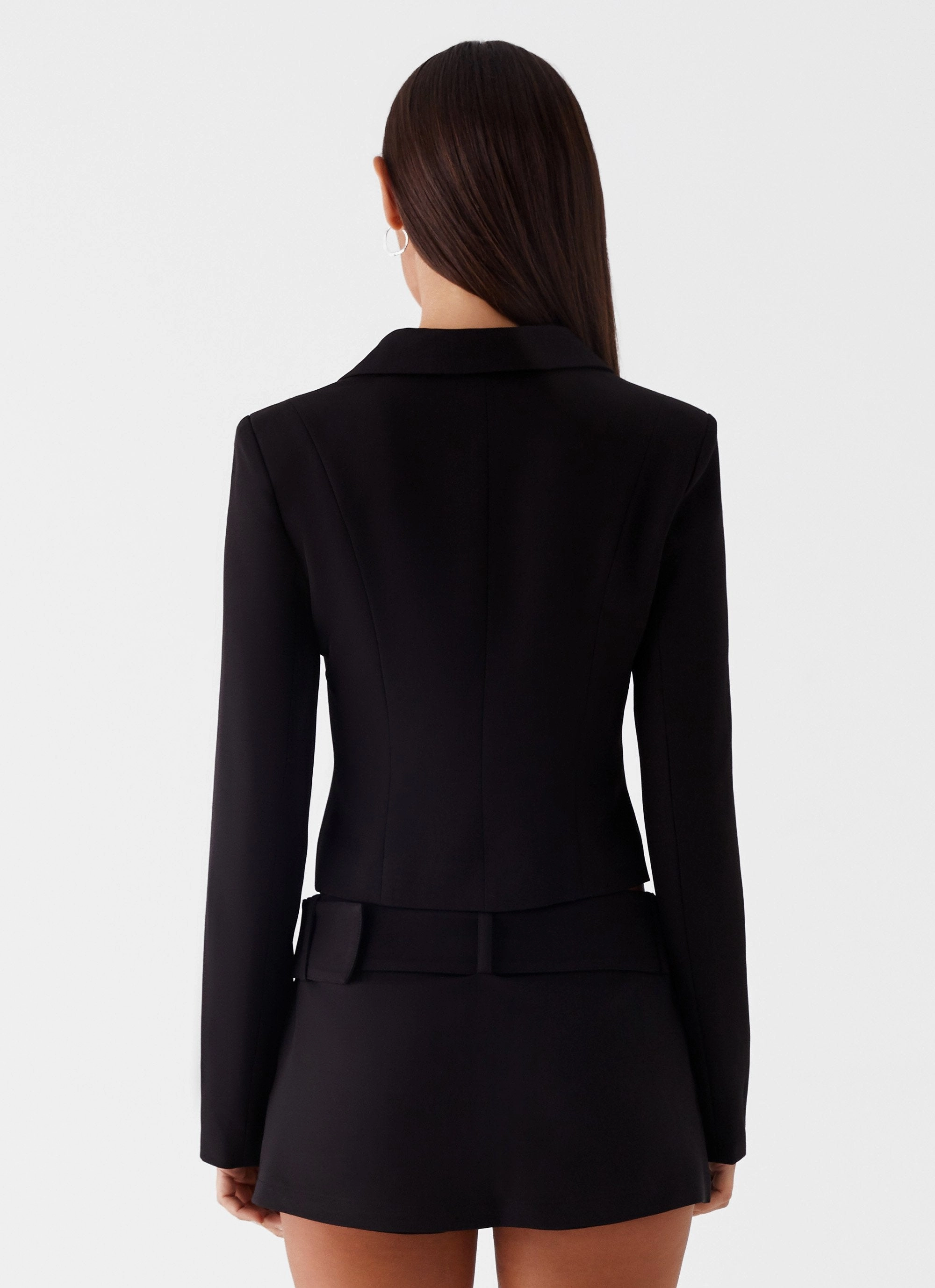 GarmentWashed Texture Lynden Blazer Top - Black