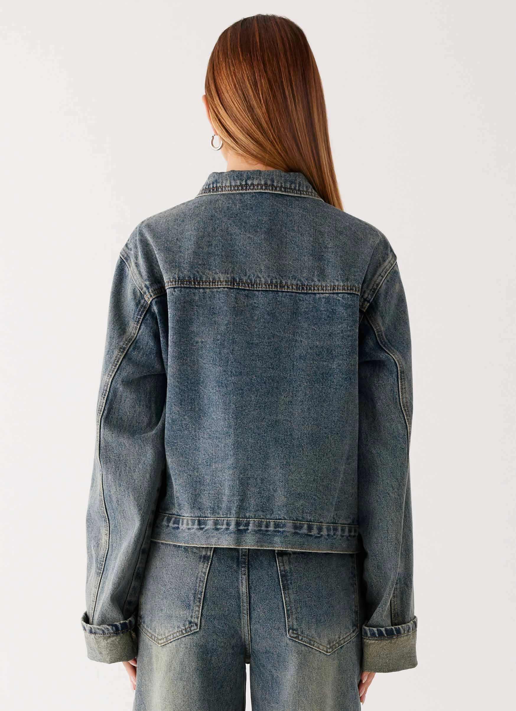 Back Again Oversized Denim Jacket - Dirty Wash AntiSnag Lining Material