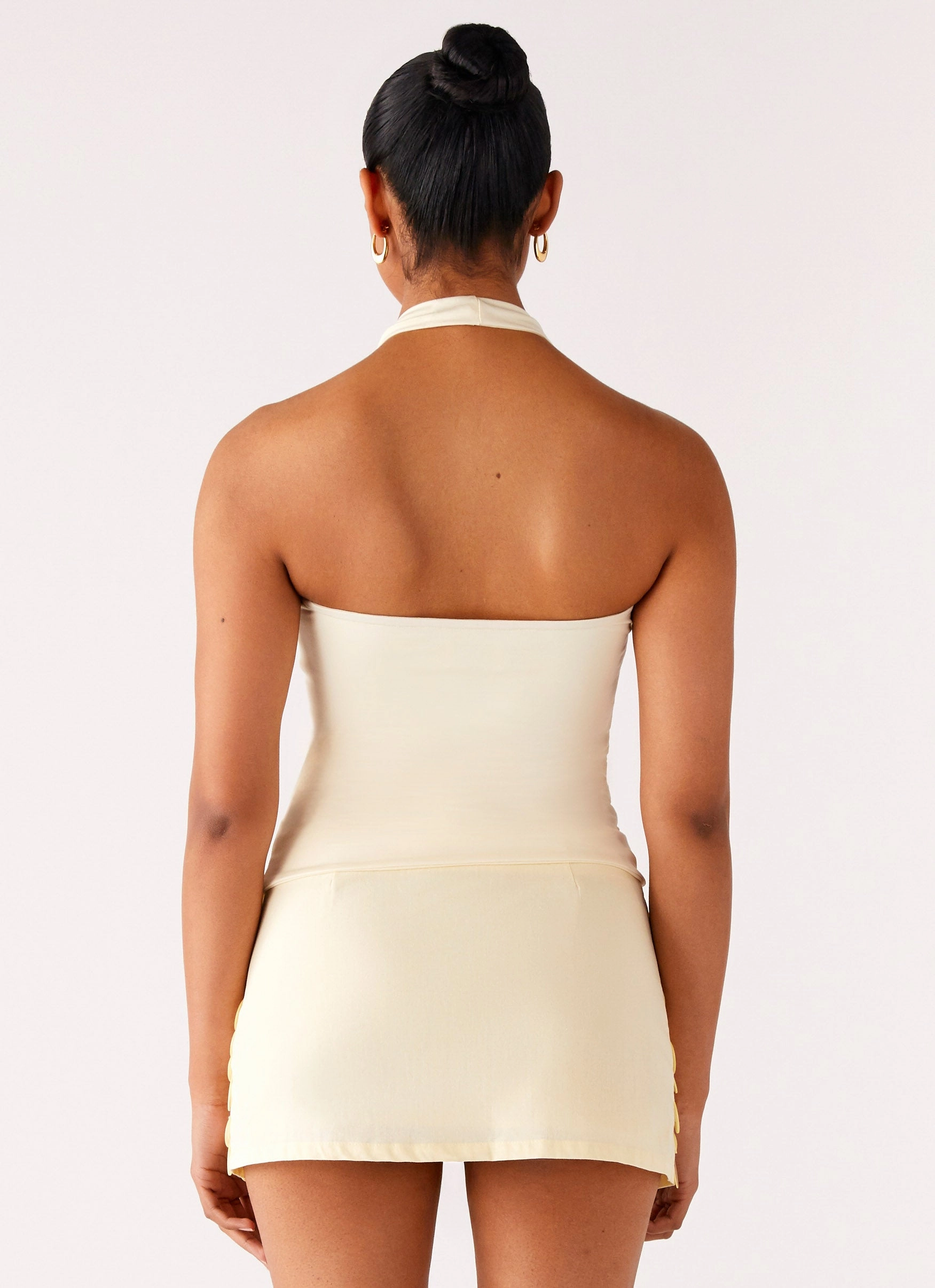 Diego Halter Top - Yellow Modern Silhouette Circular Knit Technique