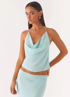 Polished Look Another Life Halter Top - Pale Blue