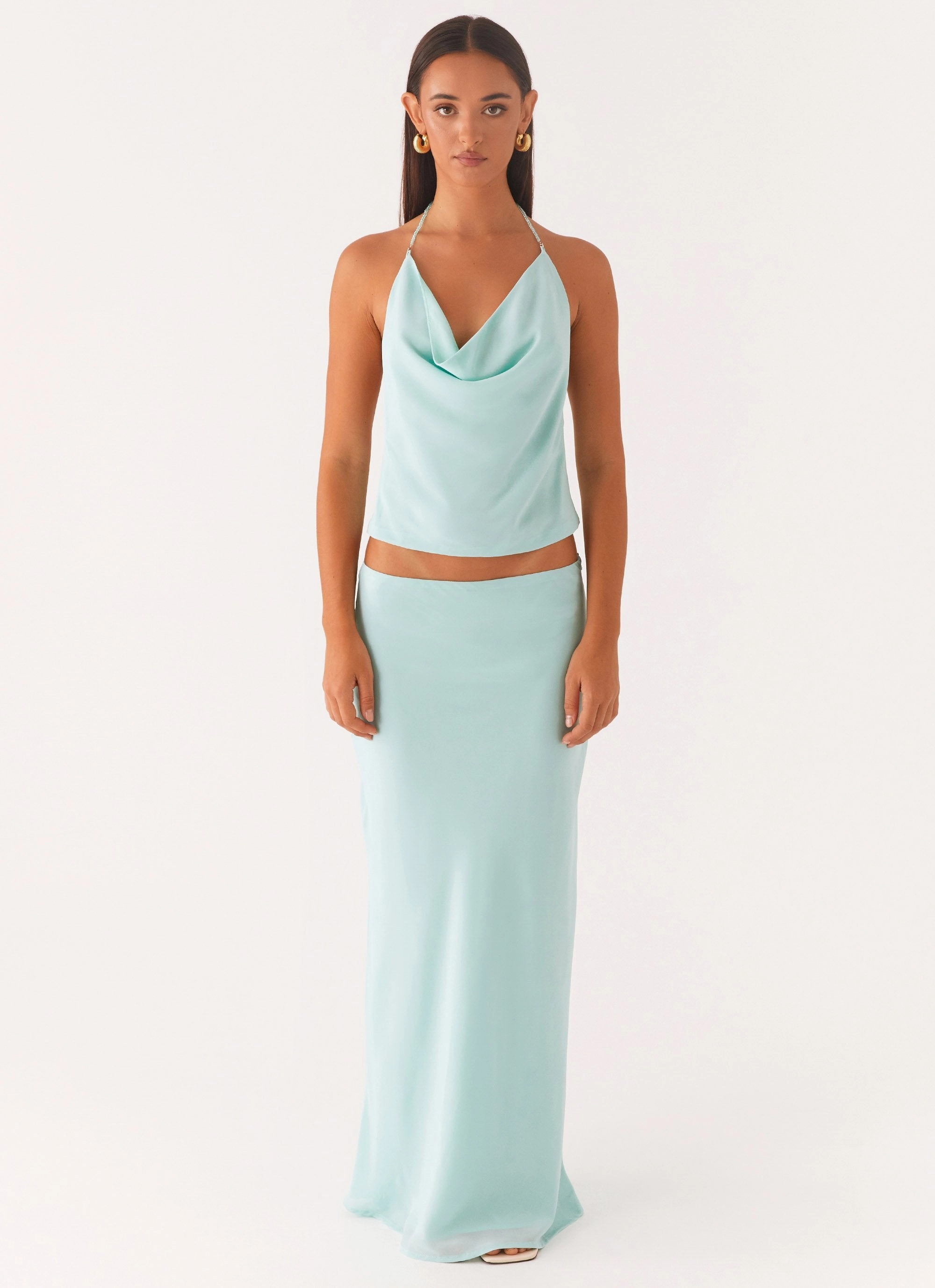 Another Life Halter Top - Pale Blue MoistureWickingFabric Fit Flex