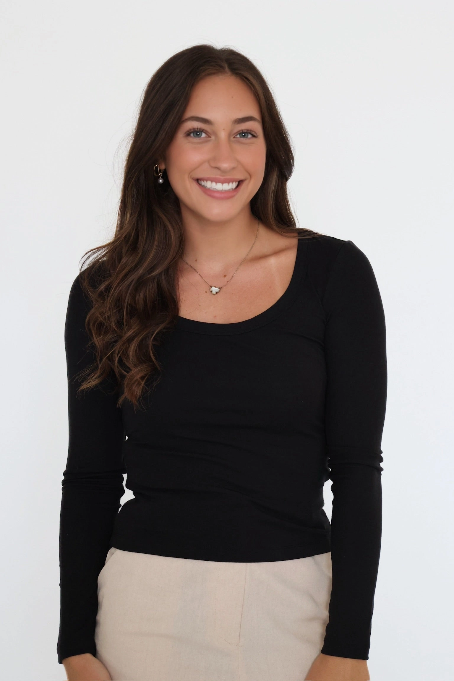 MeshLining Second Skin Scoop Neck Top - Black