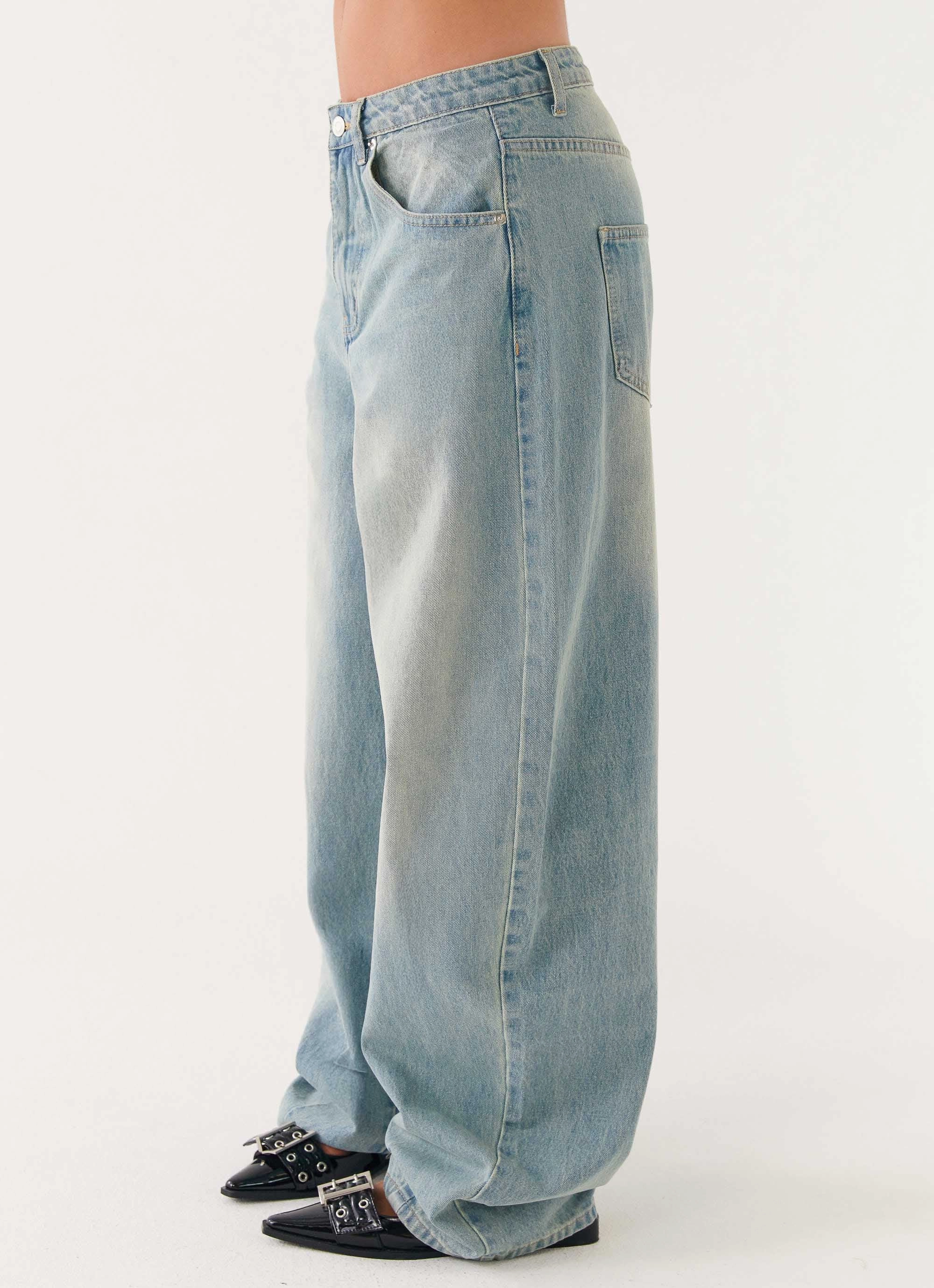 Maxwell Baggy Jeans - Washed Blue No Gap Waistband