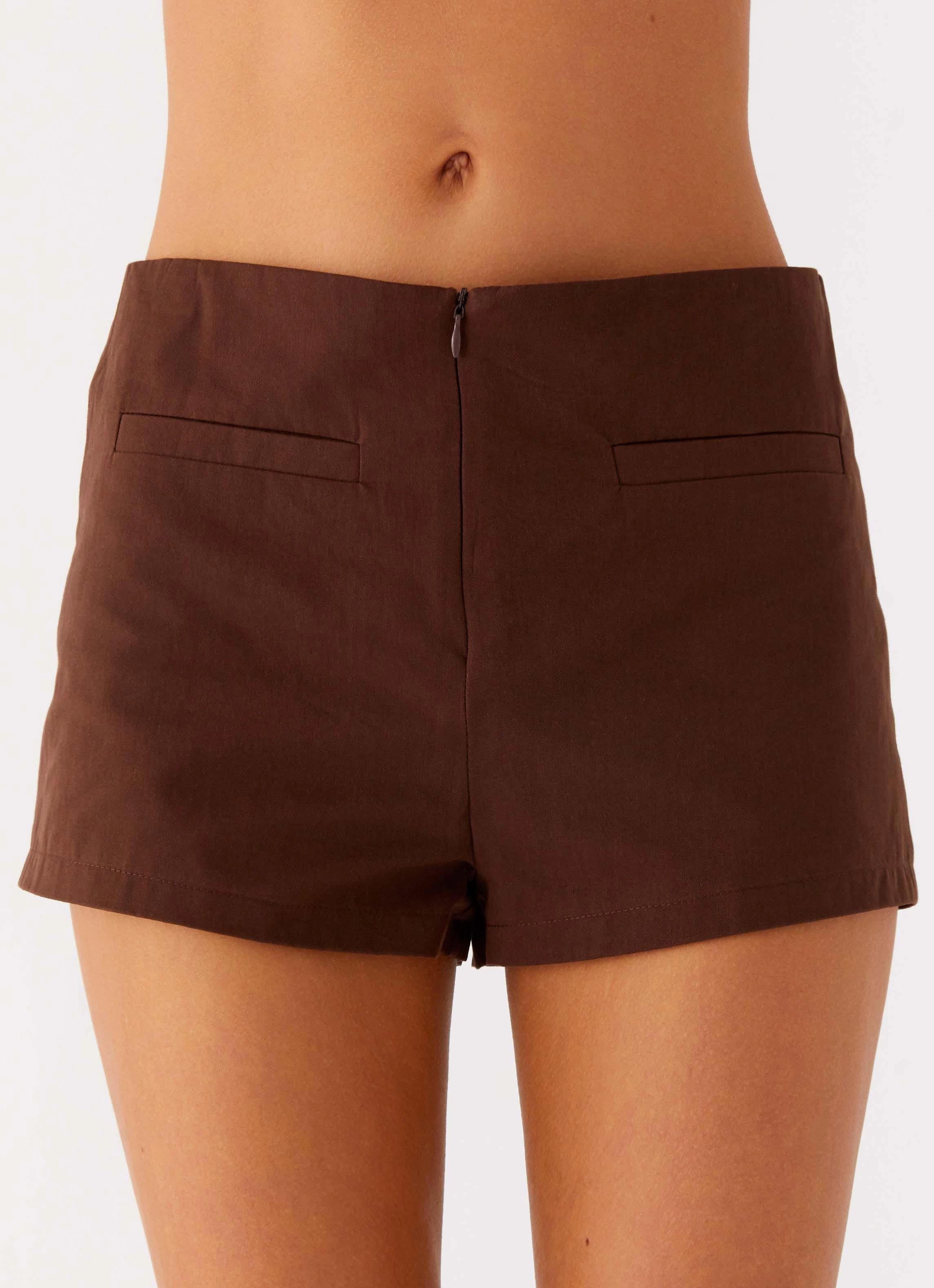 Non Tapered Leg Flexible Design Nia Micro Short - Chocolate