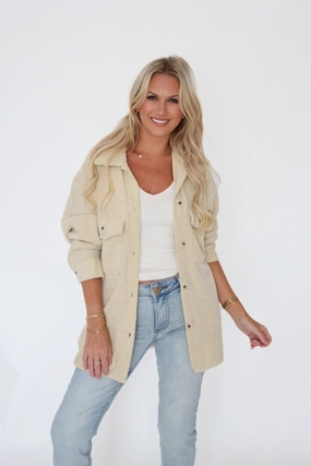 AntiSnag Fabric Ari Waffle Knit Shacket - Lime HeavyweightThermal Sustainable Production Methods Ari Waffle Knit Shacket - Lime