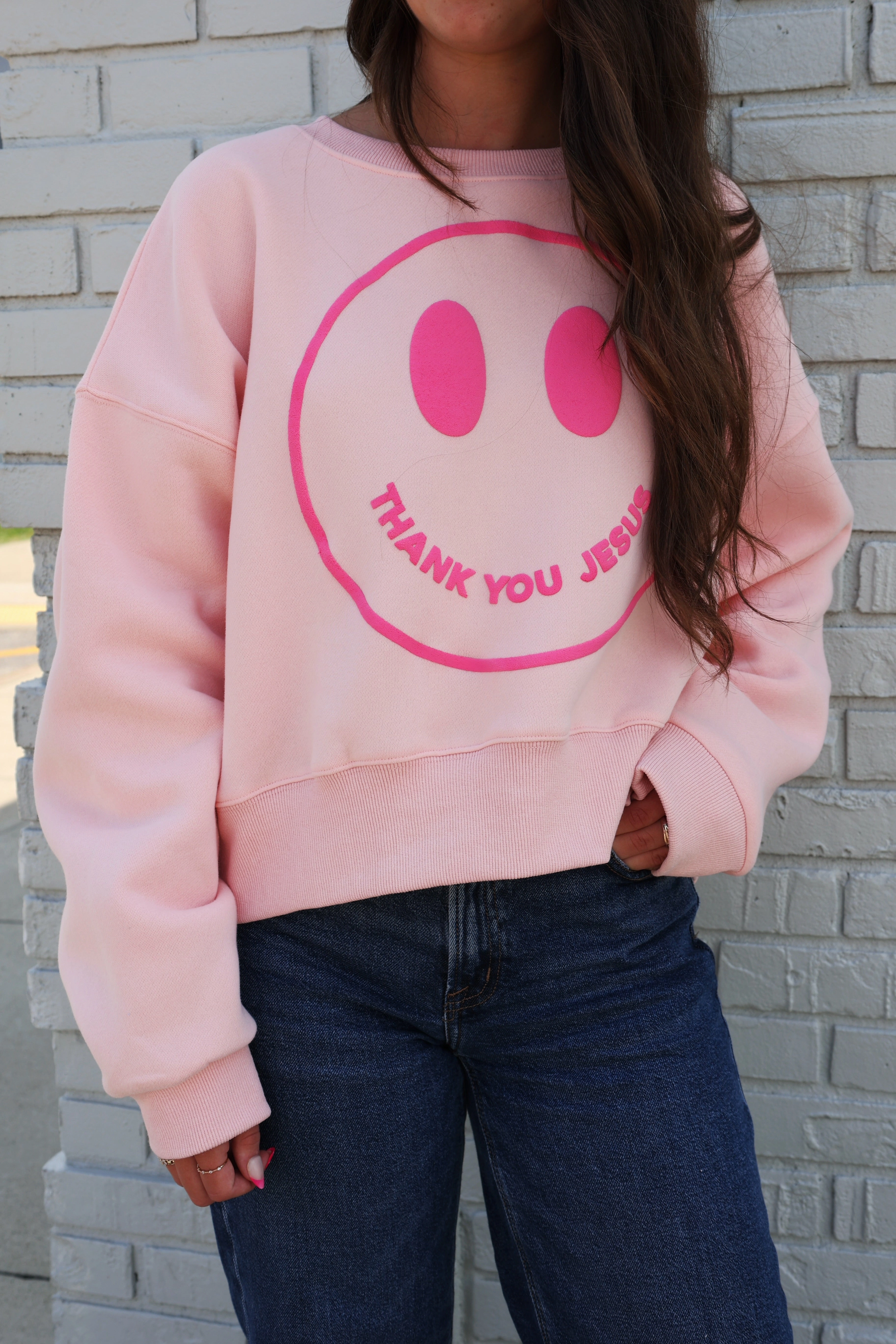 Thank You Jesus Sweatshirt Fade Resistant Treatment