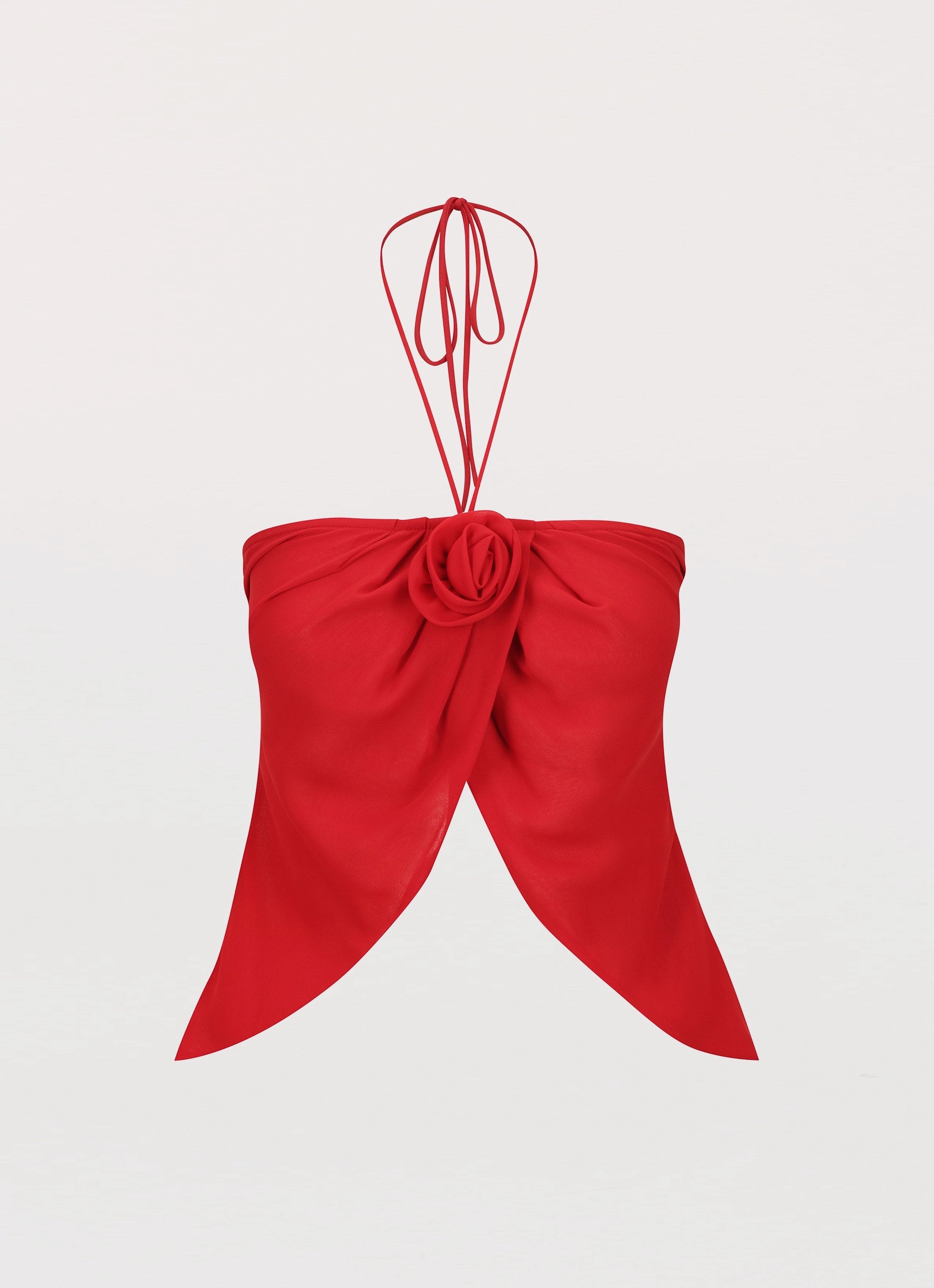 Loose Sweater Nightfall Rose Tie Top - Rouge Red