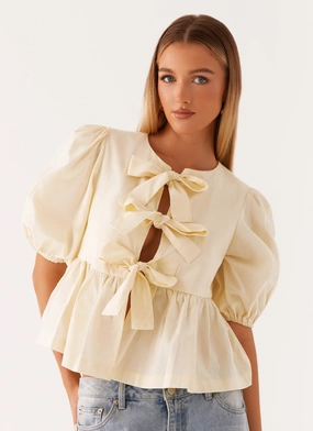 TaglessDesign Reversible design Western Wind Tie Top - Yellow