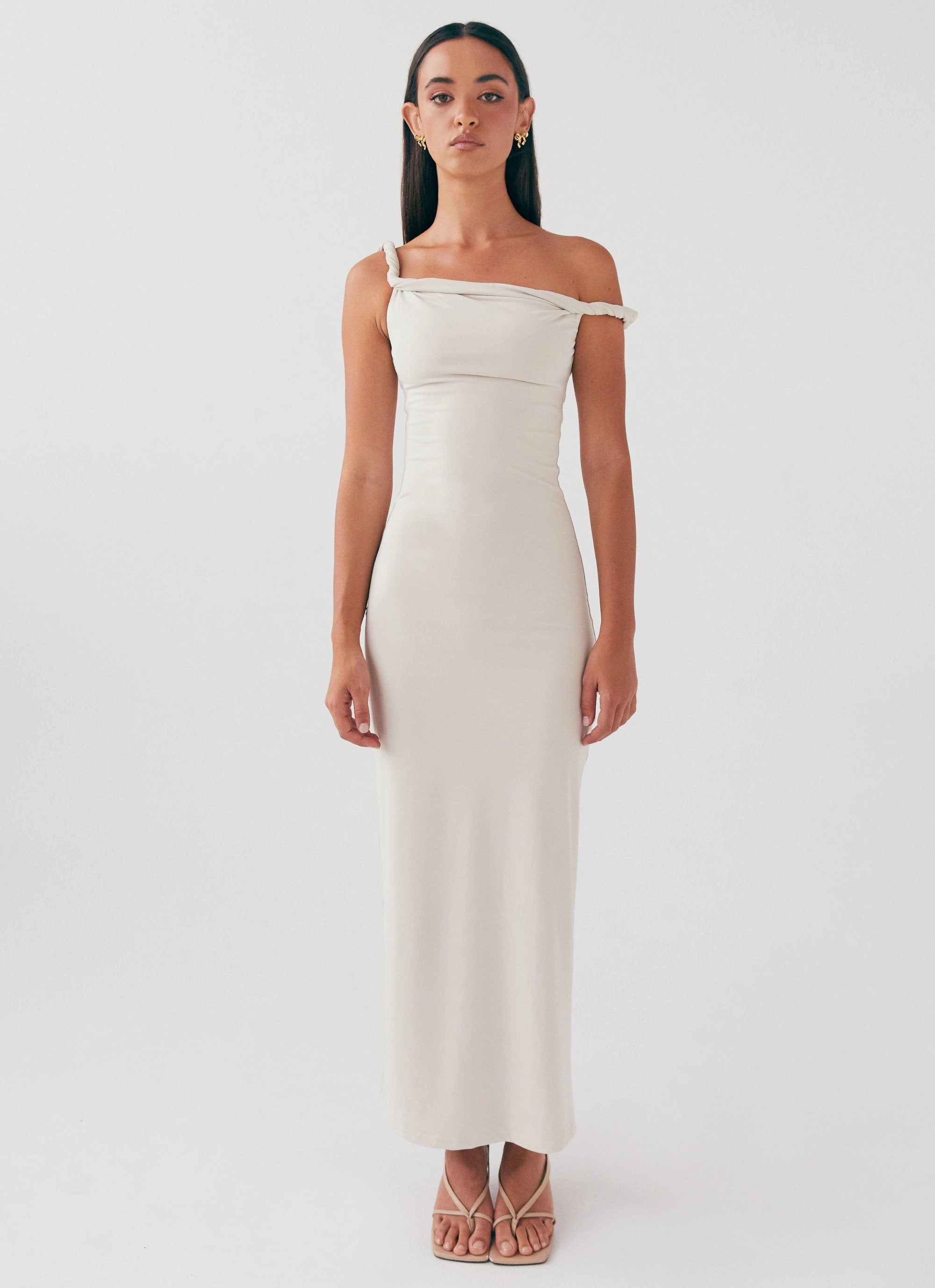 All Look Pure Piece Arabella Twist Shoulder Maxi Dress - Beige