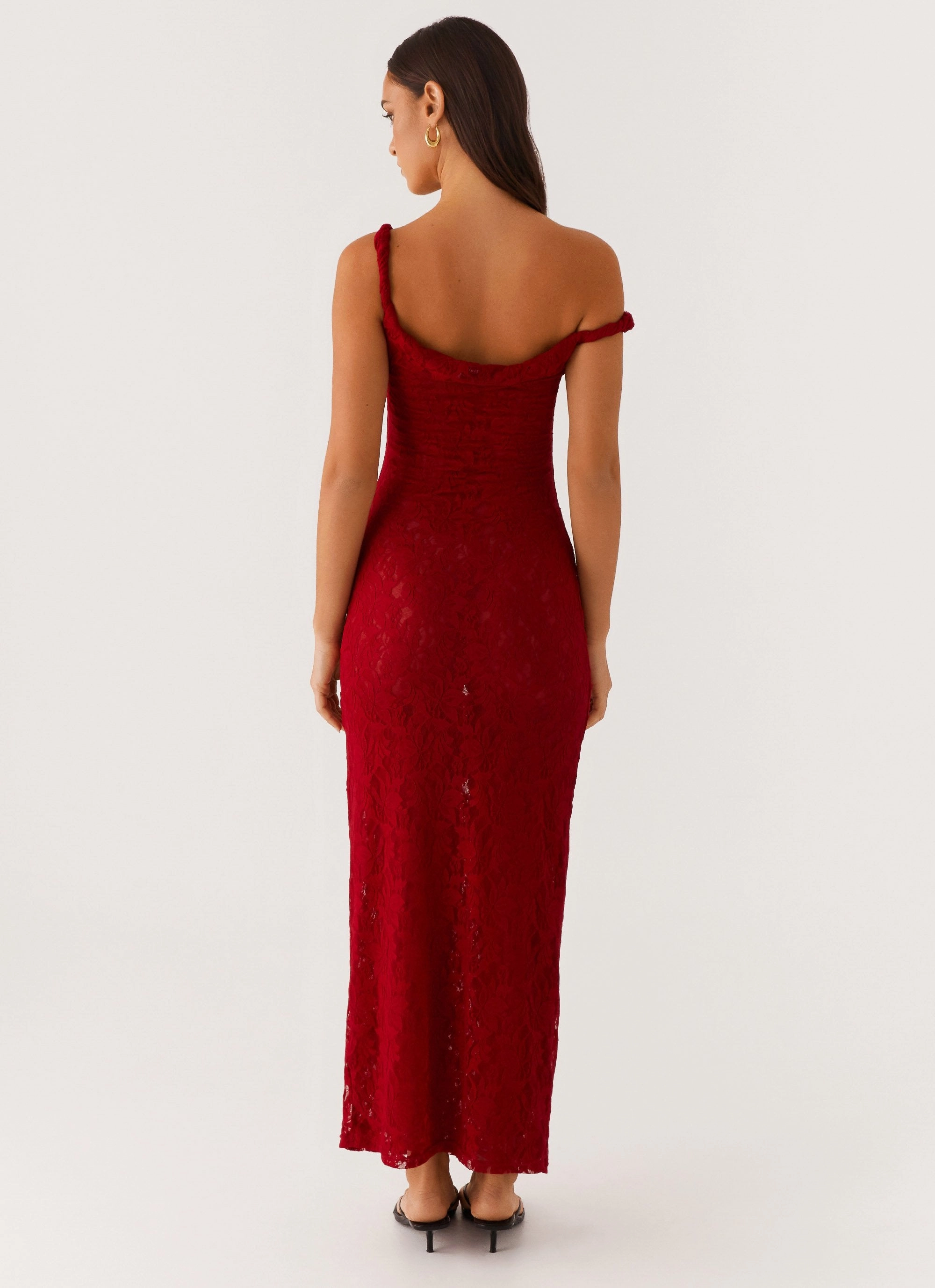 Arabella Twist Shoulder Maxi Dress - Maroon Light Volume