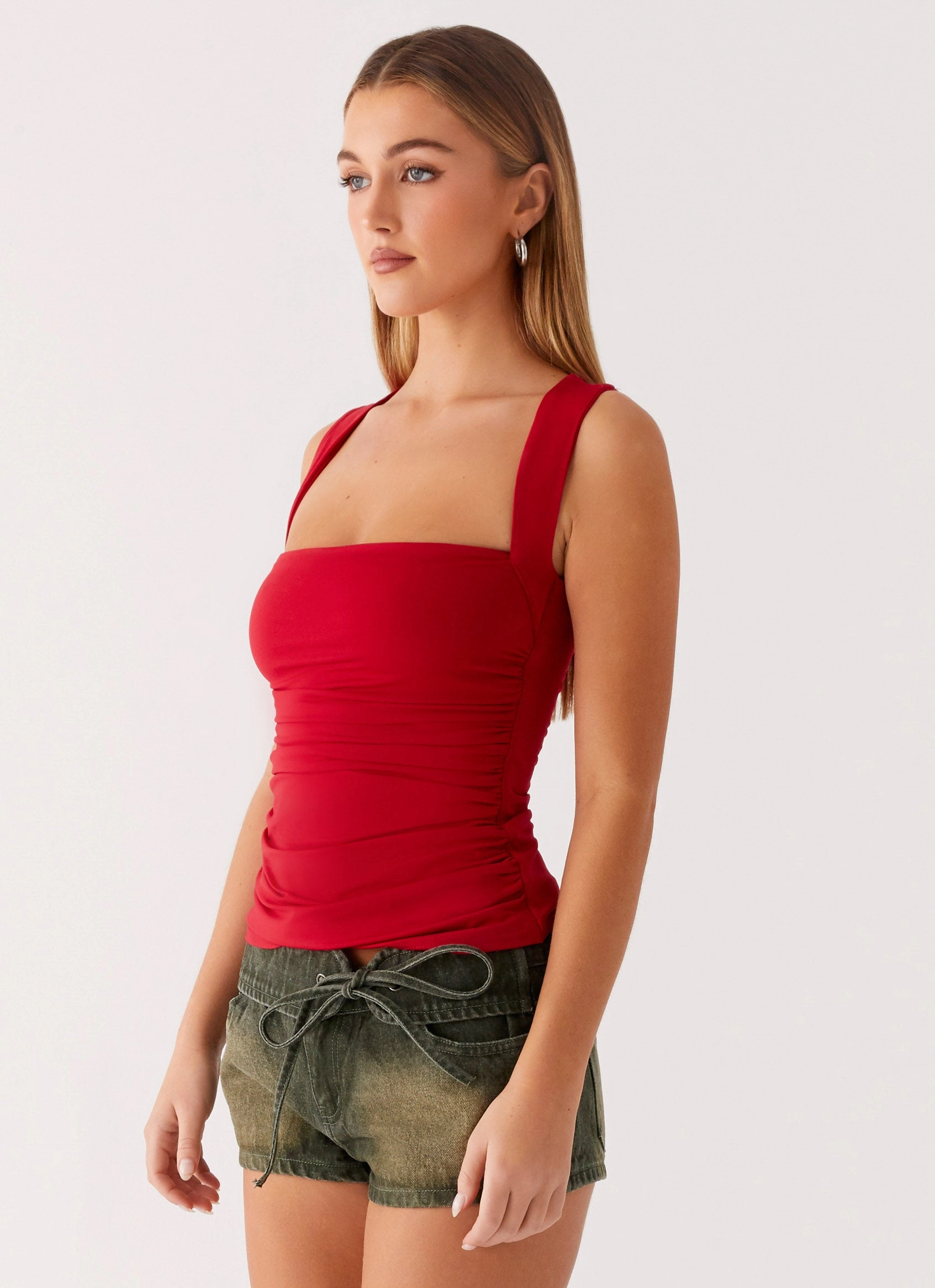 Long Sleeve Shirt LightweightLayeredFabric Aria Top - Merlot Red