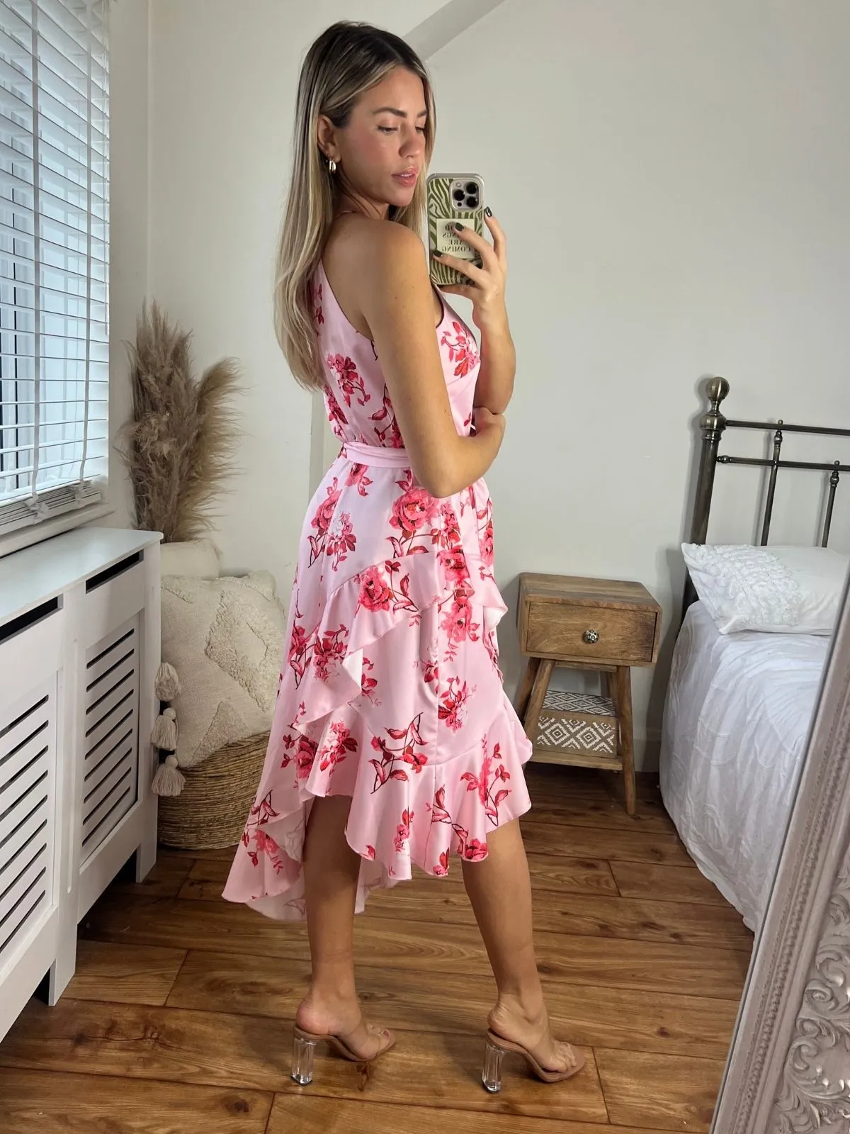 Ariana Halter Frill Dress / Blush Floral Best-Seller