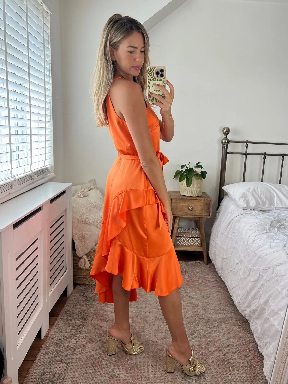Ariana Halter Frill Dress / Tangerine Professional Look Shade Glow