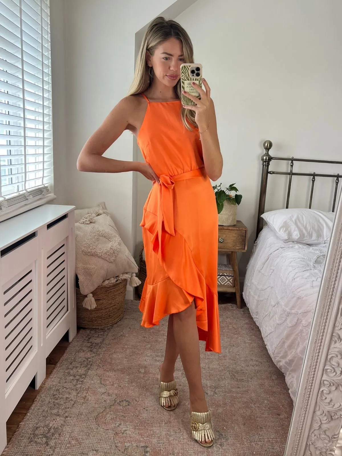 Ariana Halter Frill Dress / Tangerine Light Elegance Cool Movement