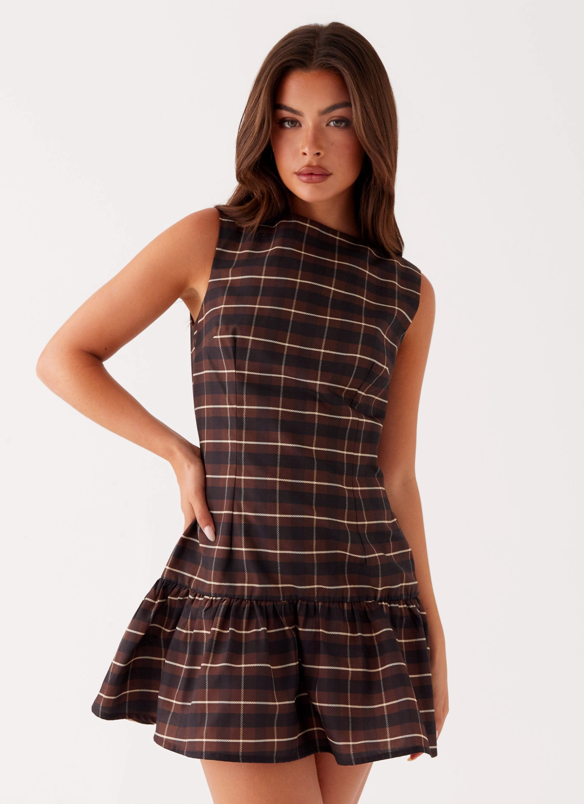 Gentle Motion Smooth Feel Arizona Mini Dress - Brown Black Check