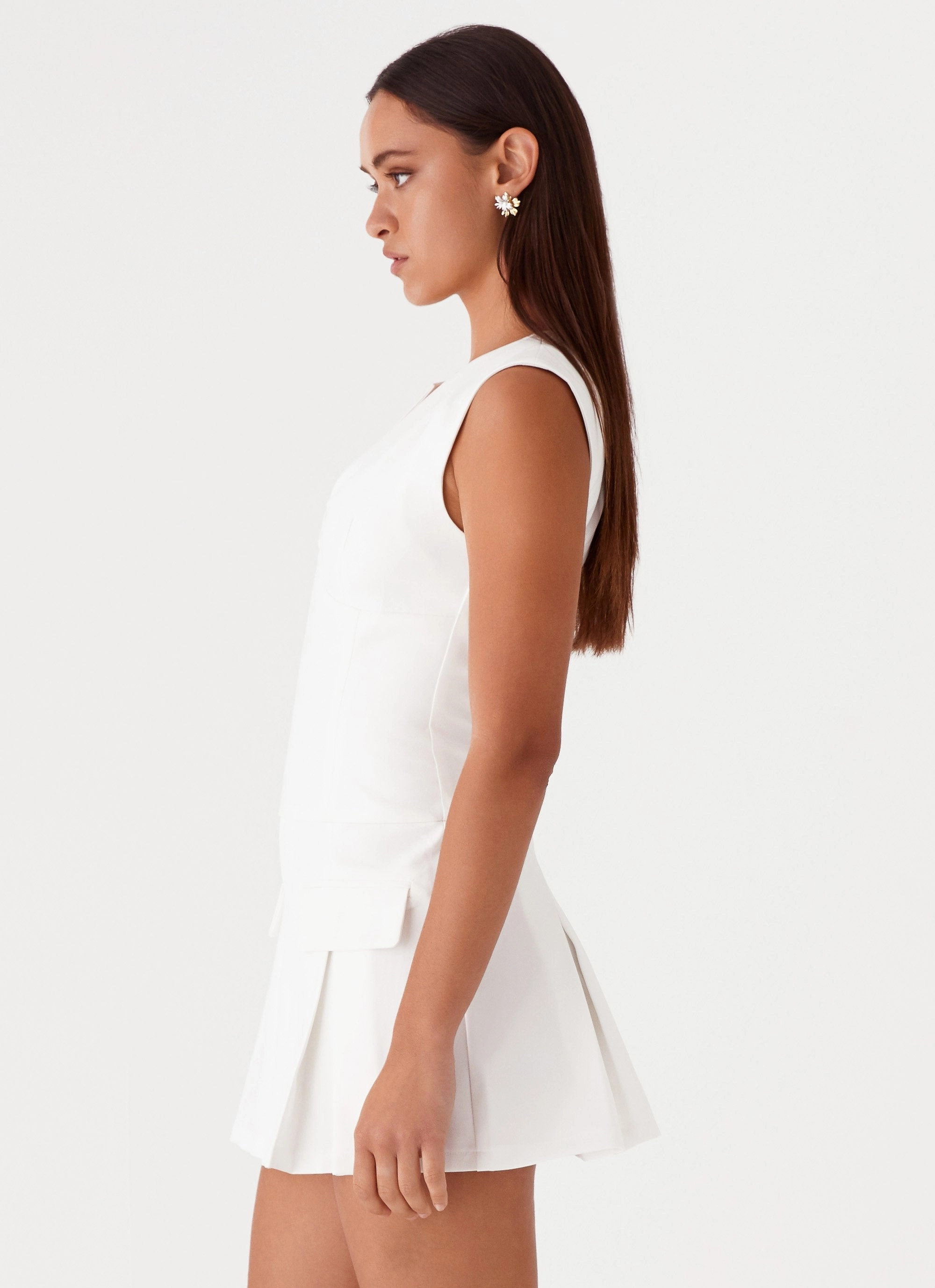 Cassia Mini Dress - White garden party