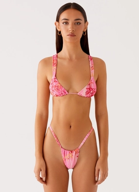 Ombre-Effect Mesh Lining Arnie Bikini Top - Tropical Pink Print