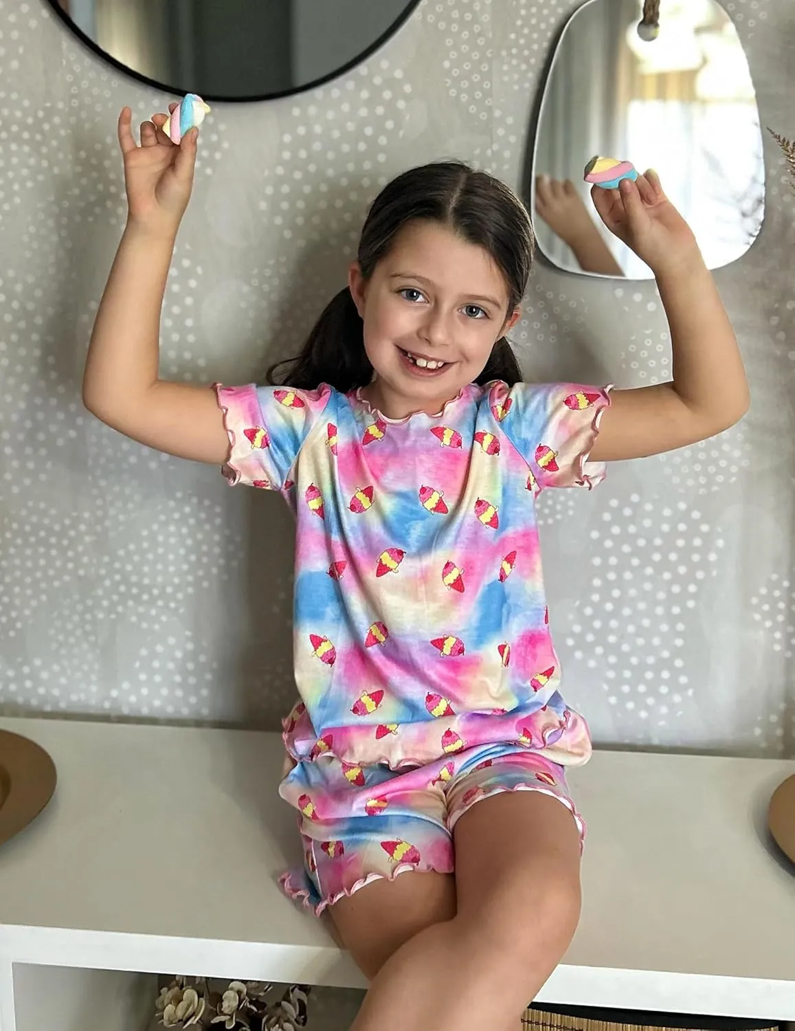 Arshiner Girls Pajama Set Short Sleeve Lounge Set