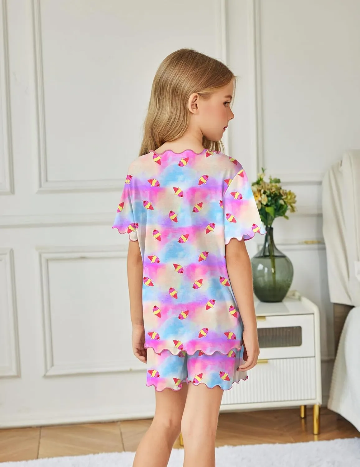Arshiner Girls Pajama Set Short Sleeve Lounge Set