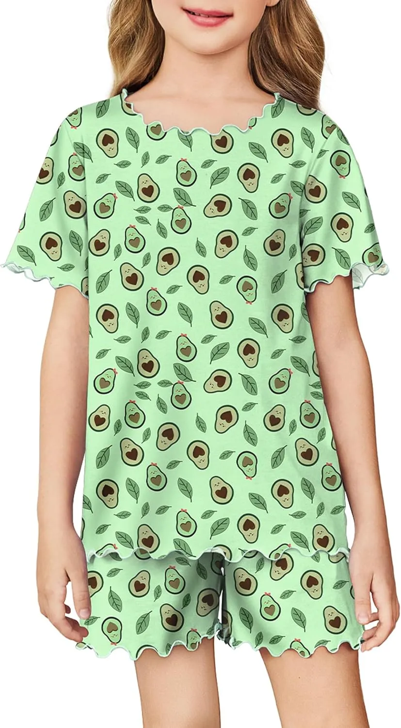 Arshiner Girls Pajama Set Short Sleeve Lounge Set