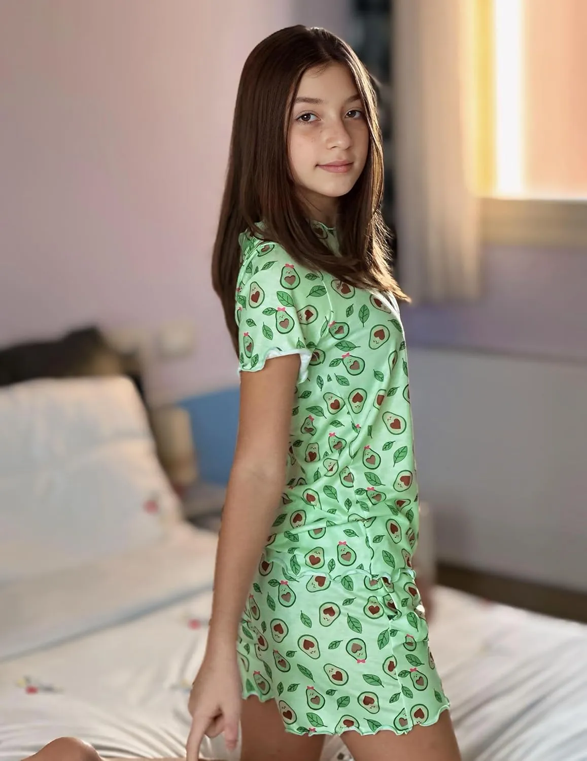 Arshiner Girls Pajama Set Short Sleeve Lounge Set