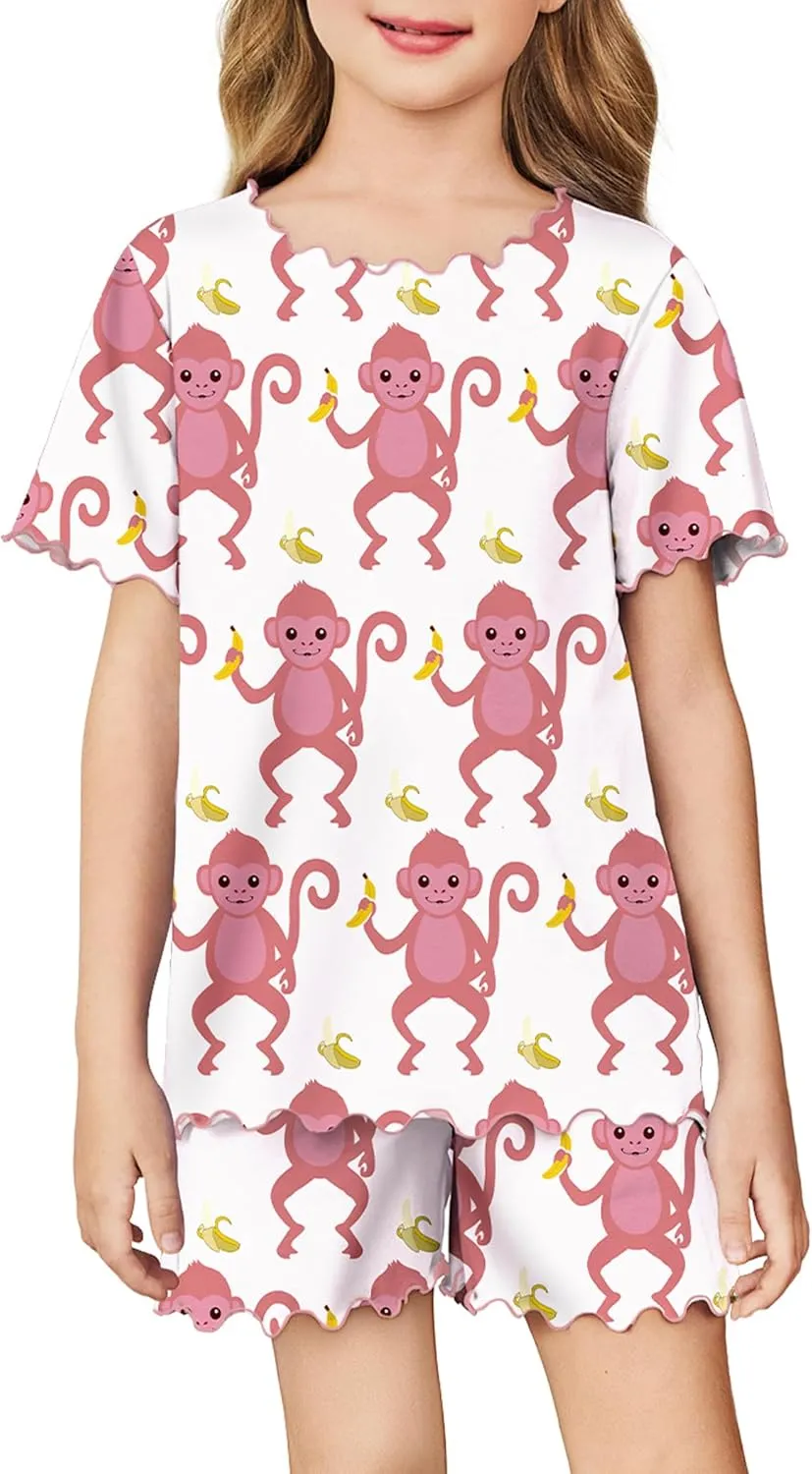Arshiner Girls Pajama Set Short Sleeve Lounge Set