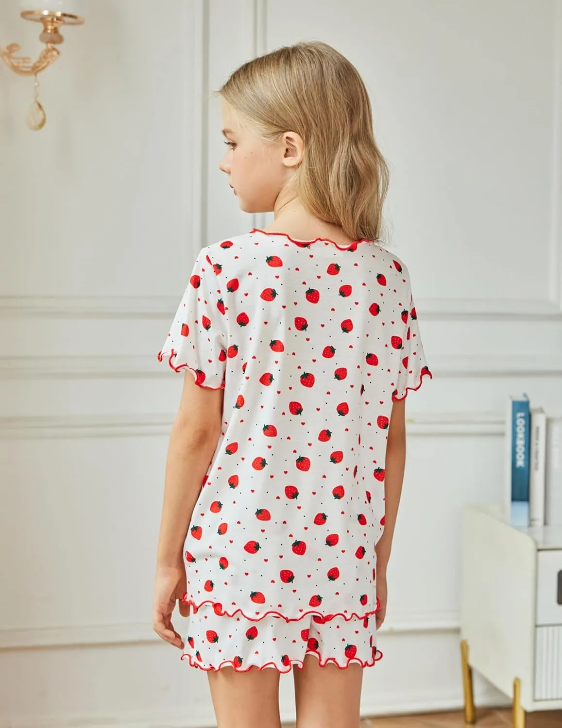 Arshiner Girls Pajama Set Short Sleeve Lounge Set