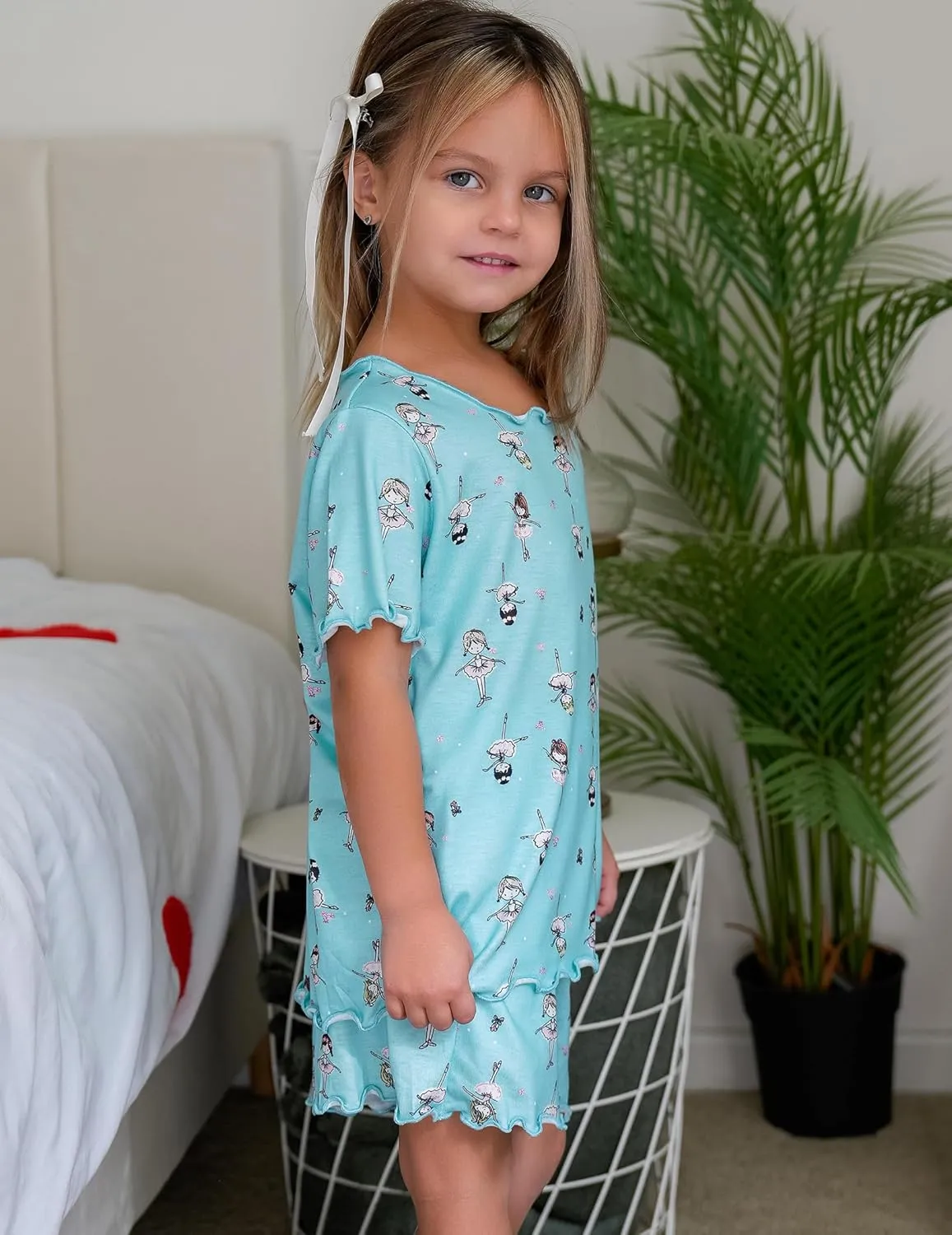Arshiner Girls Pajama Set Short Sleeve Lounge Set