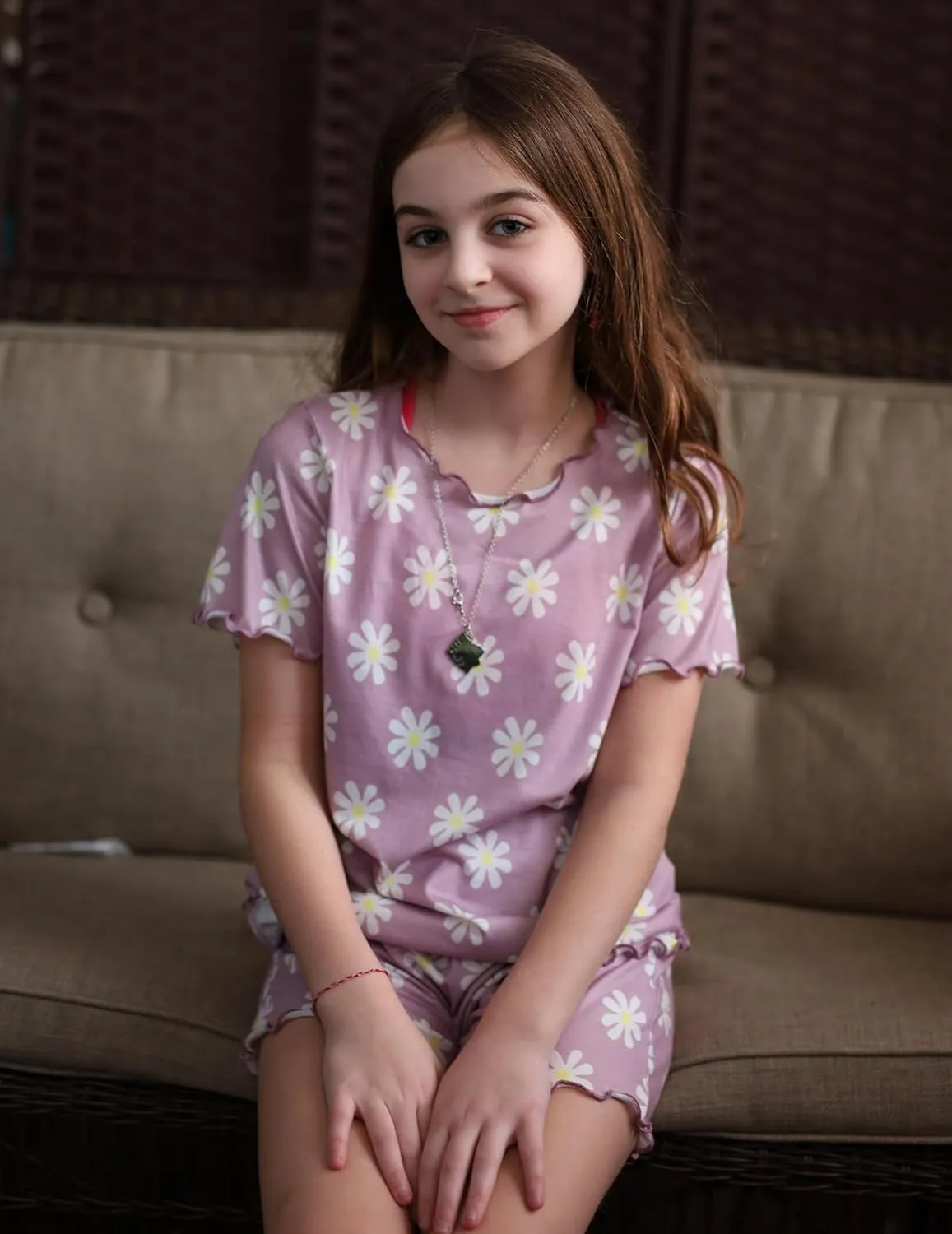 Arshiner Girls Pajama Set Short Sleeve Lounge Set