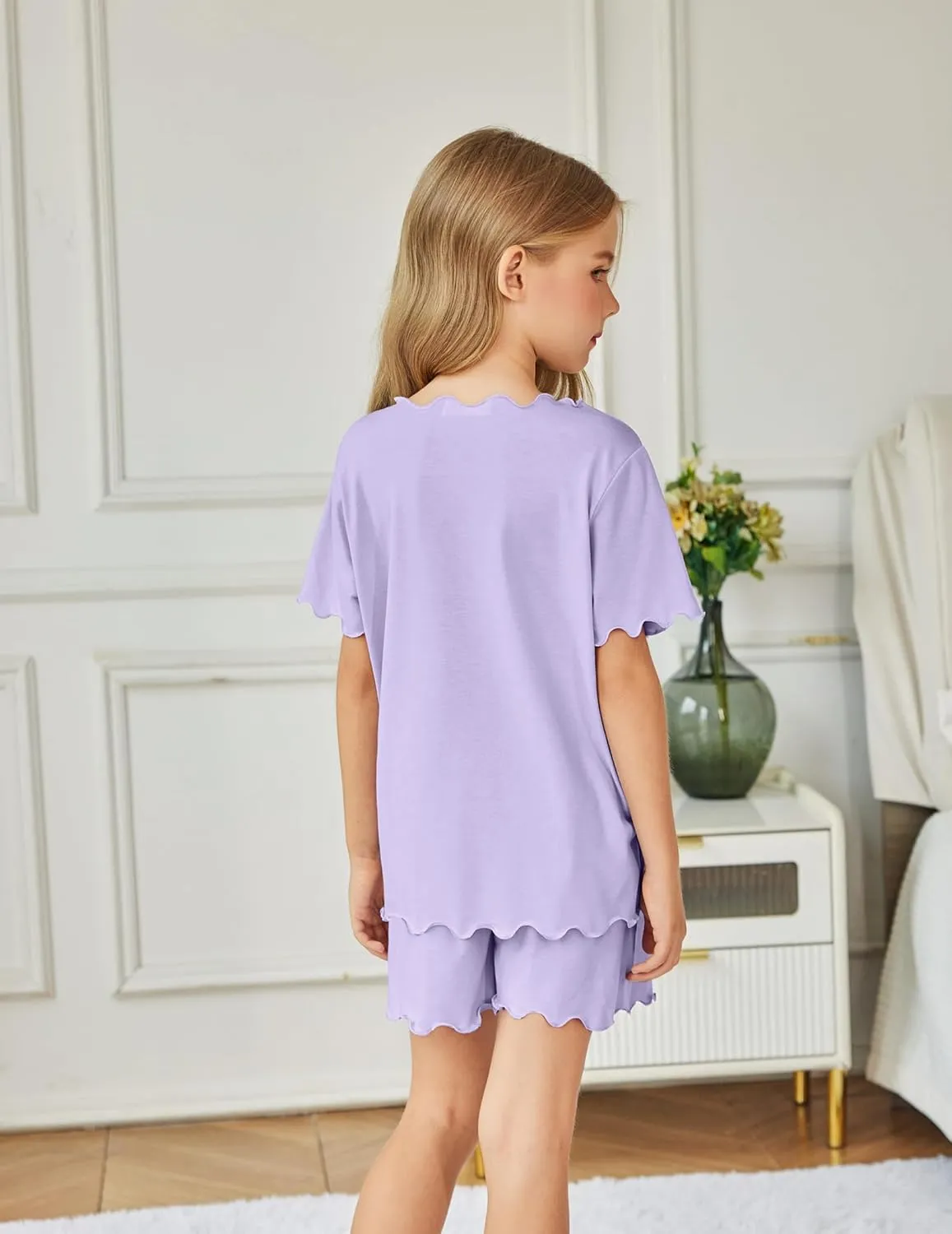 Arshiner Girls Pajama Set Short Sleeve Lounge Set