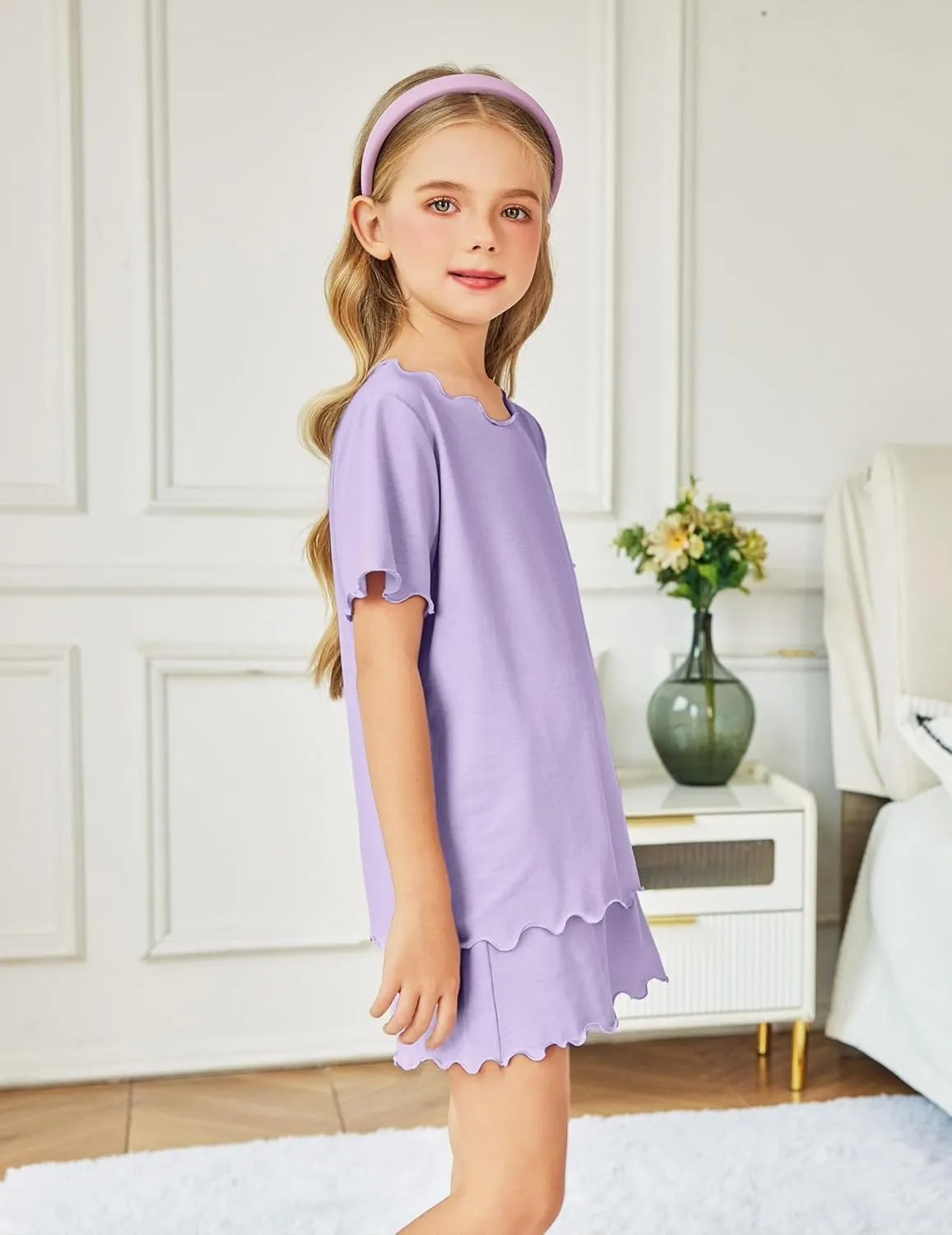Arshiner Girls Pajama Set Short Sleeve Lounge Set