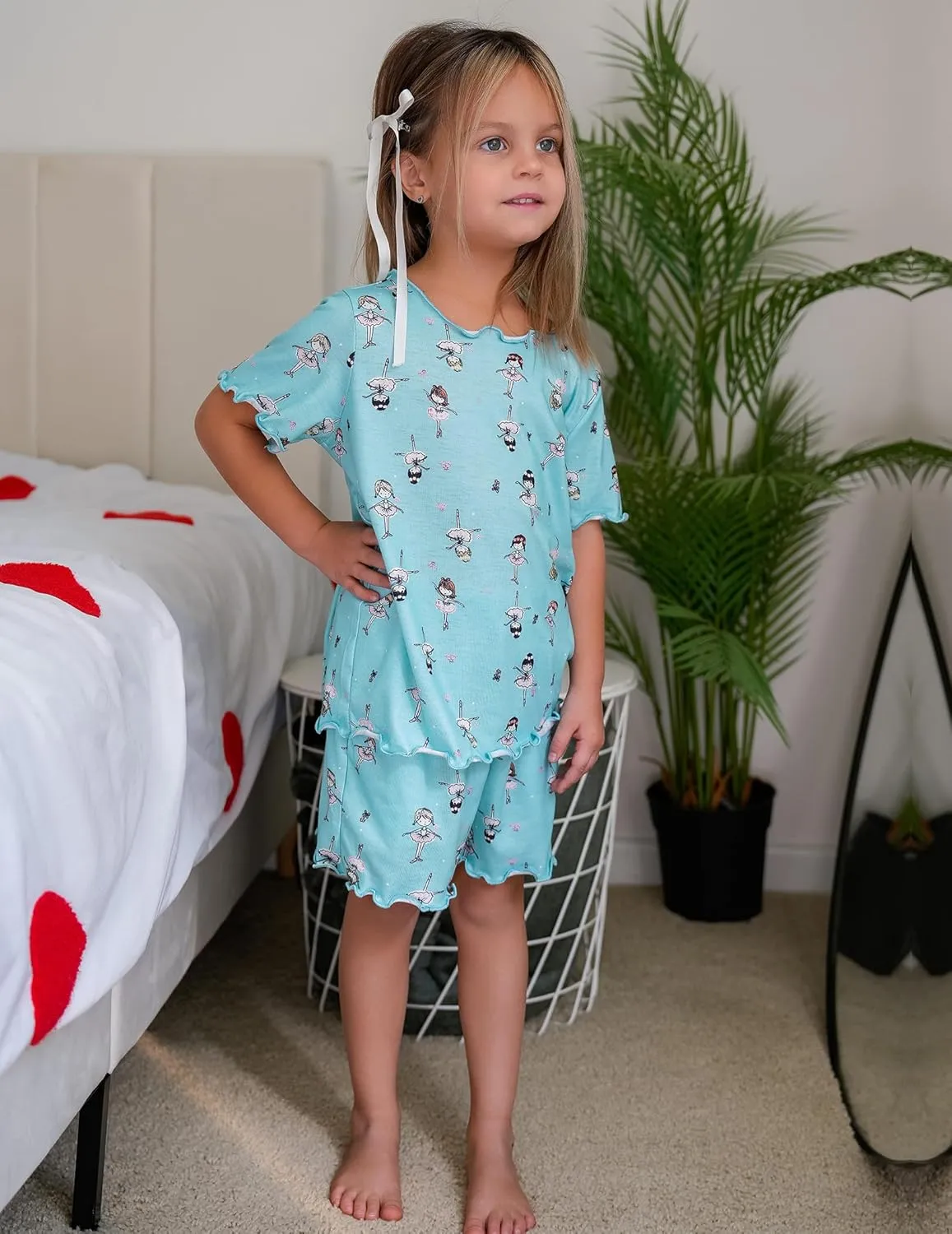 Arshiner Girls Pajama Set Short Sleeve Lounge Set