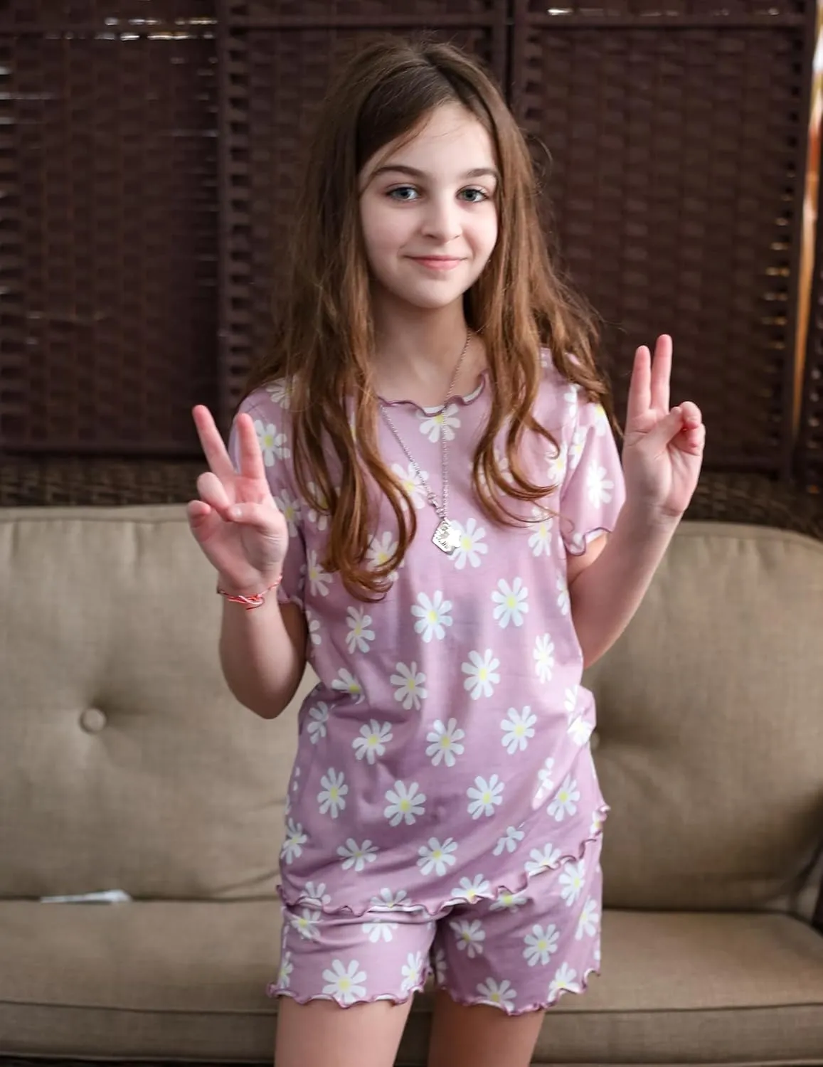 Arshiner Girls Pajama Set Short Sleeve Lounge Set