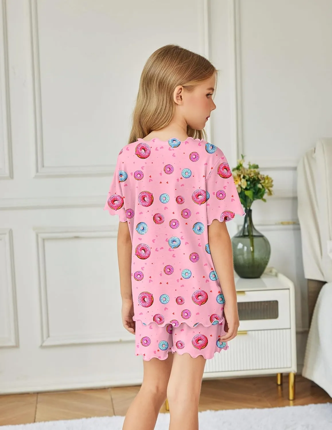 Arshiner Girls Pajama Set Short Sleeve Lounge Set