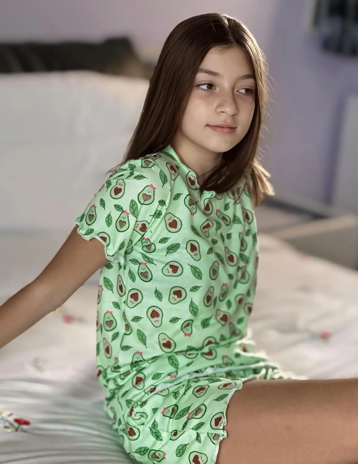 Arshiner Girls Pajama Set Short Sleeve Lounge Set