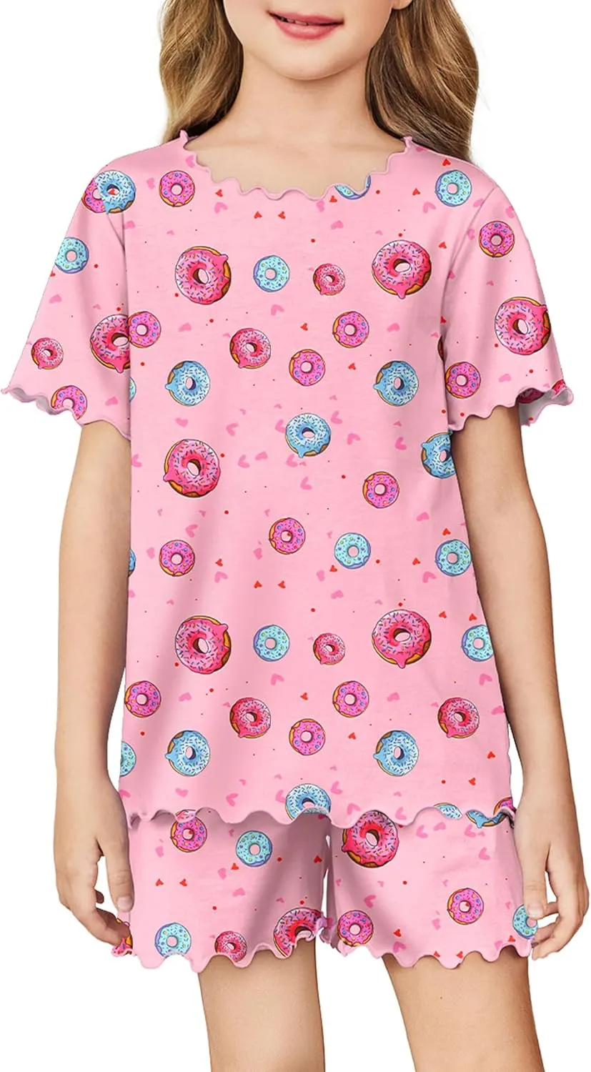 Arshiner Girls Pajama Set Short Sleeve Lounge Set