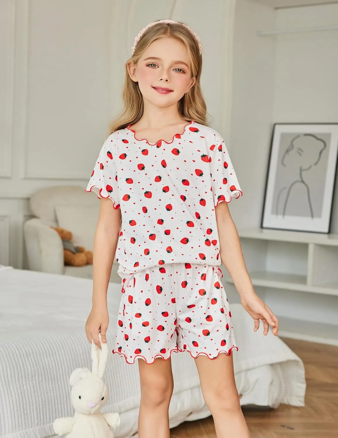 Arshiner Girls Pajama Set Short Sleeve Lounge Set