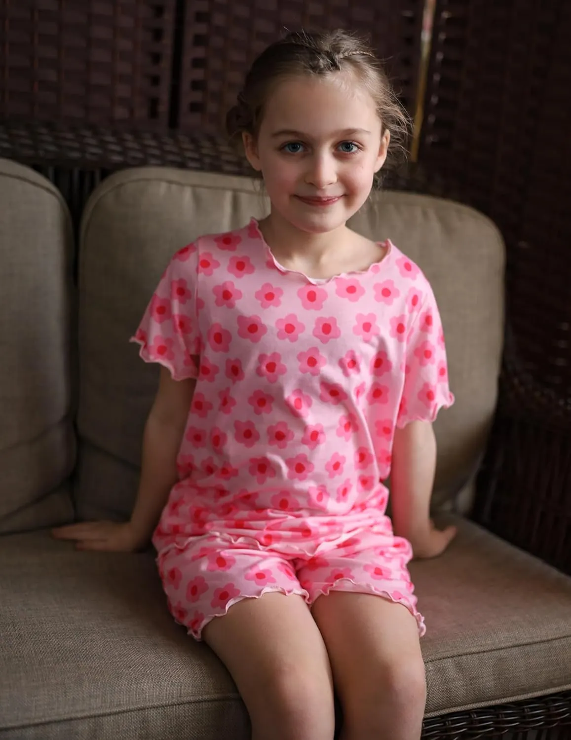 Arshiner Girls Pajama Set Short Sleeve Lounge Set
