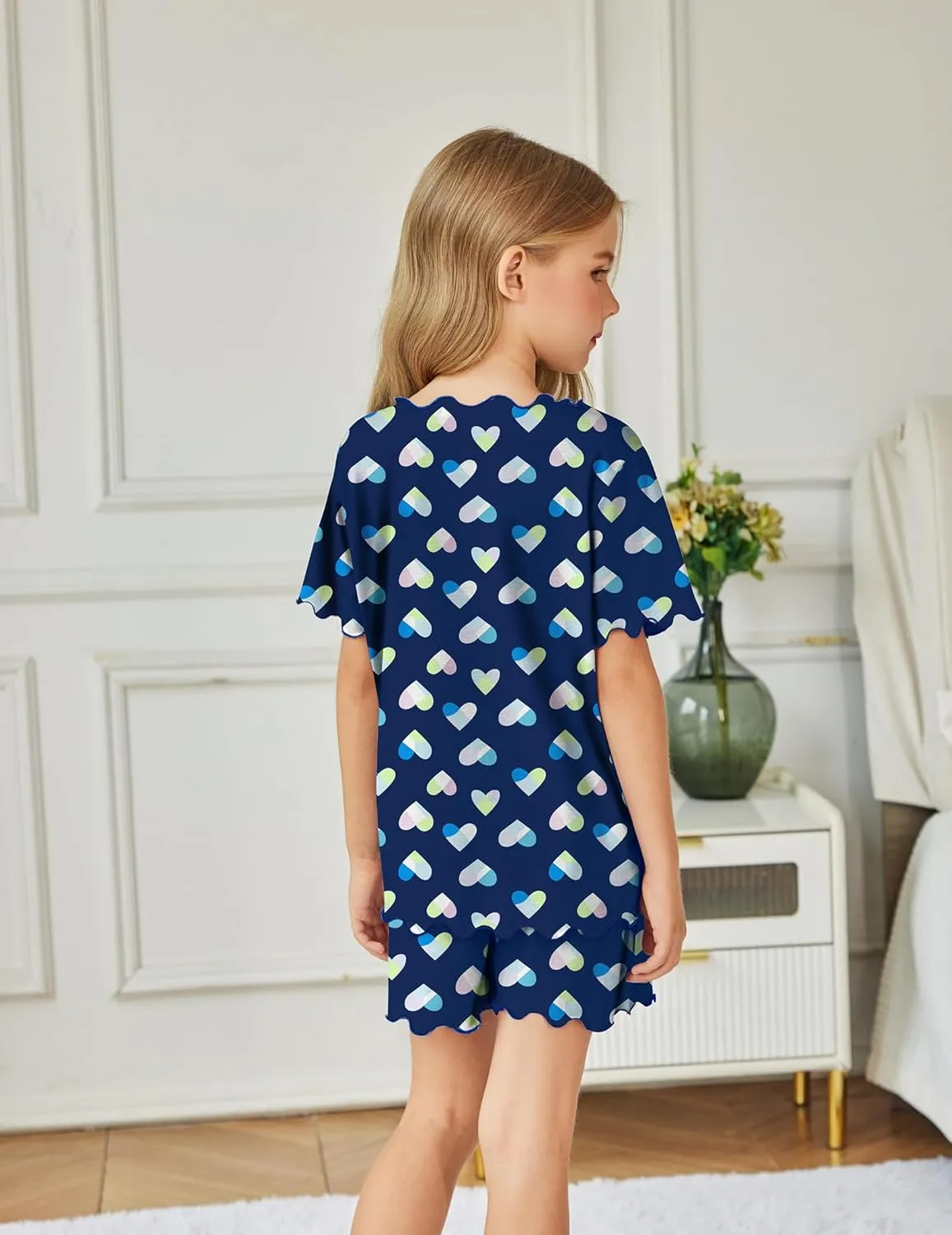 Arshiner Girls Pajama Set Short Sleeve Lounge Set