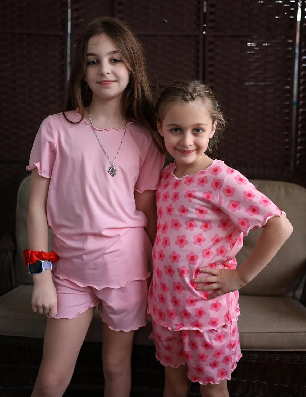 Arshiner Girls Pajama Set Short Sleeve Lounge Set