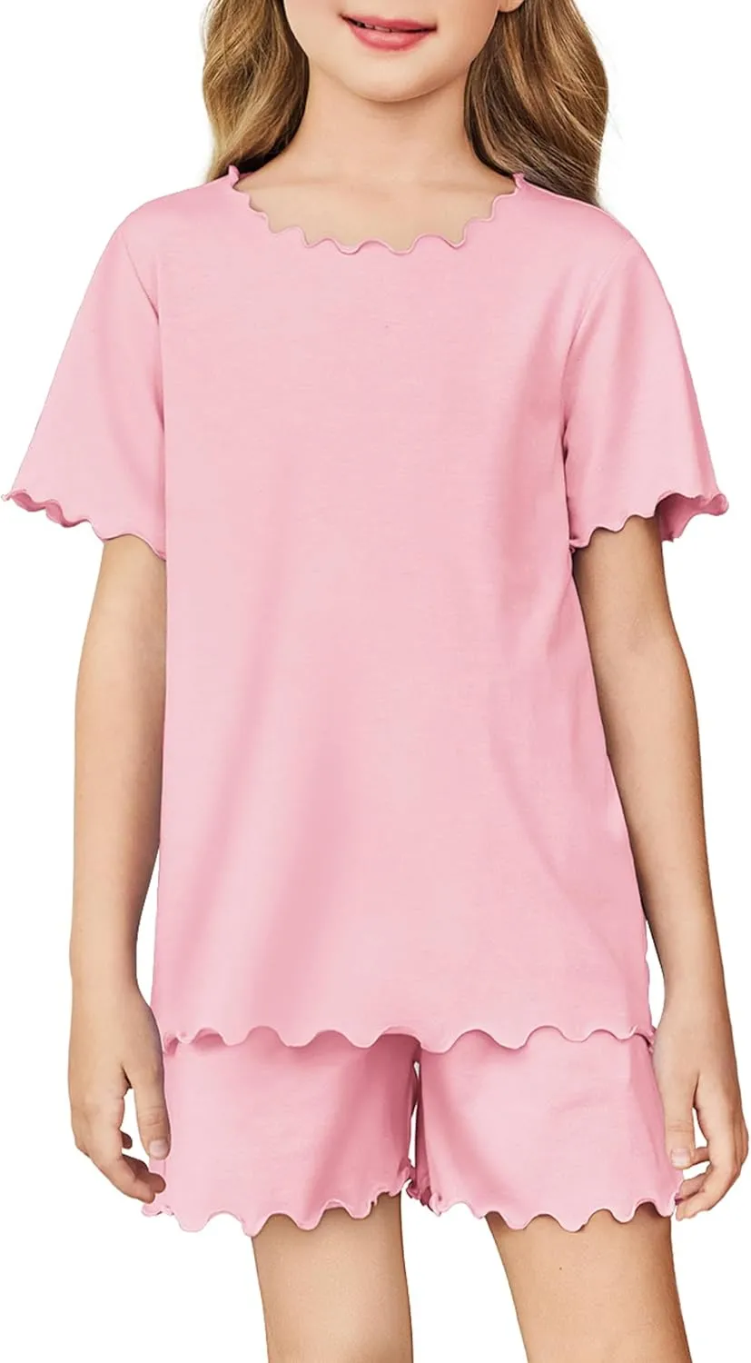 Arshiner Girls Pajama Set Short Sleeve Lounge Set