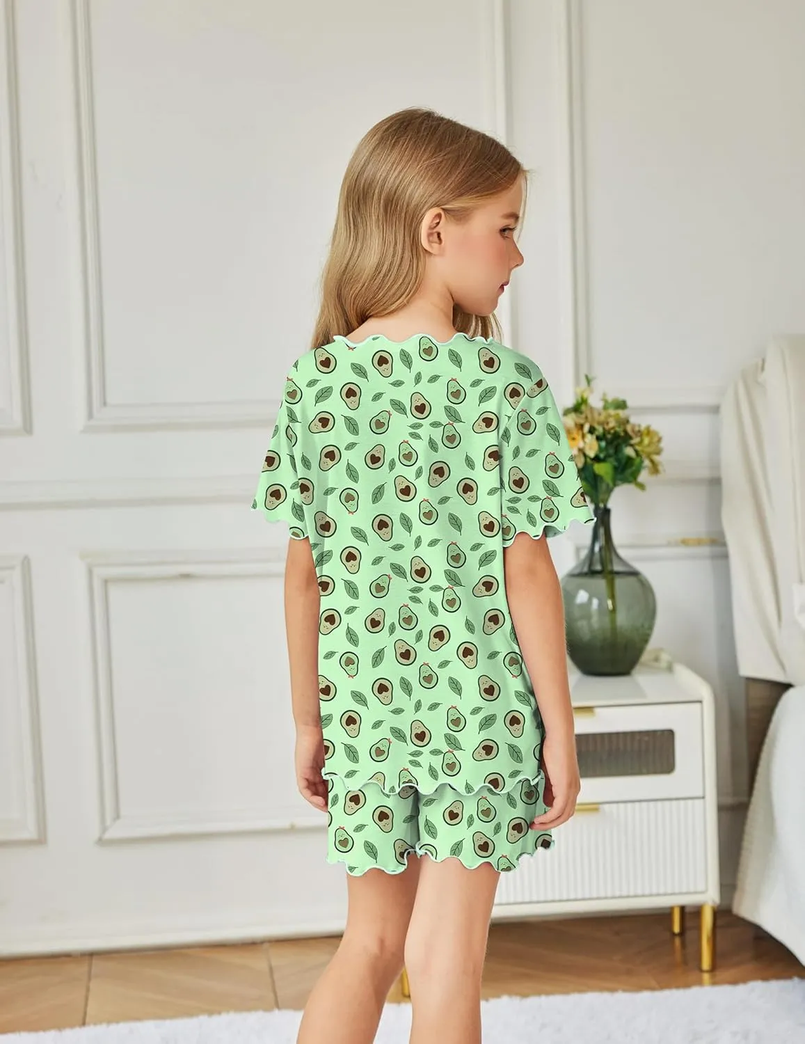 Arshiner Girls Pajama Set Short Sleeve Lounge Set